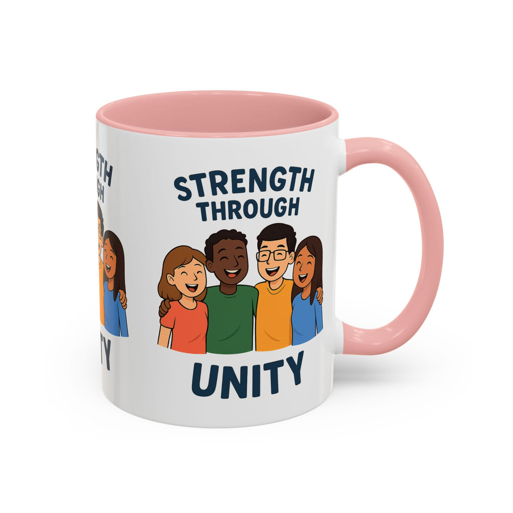 Unity-Themed Accent Coffee Mug, Inspirational Gift, Team Spirit Mug, Friendship Celebration Cup, Multicultural Unity Design - Wayal Store