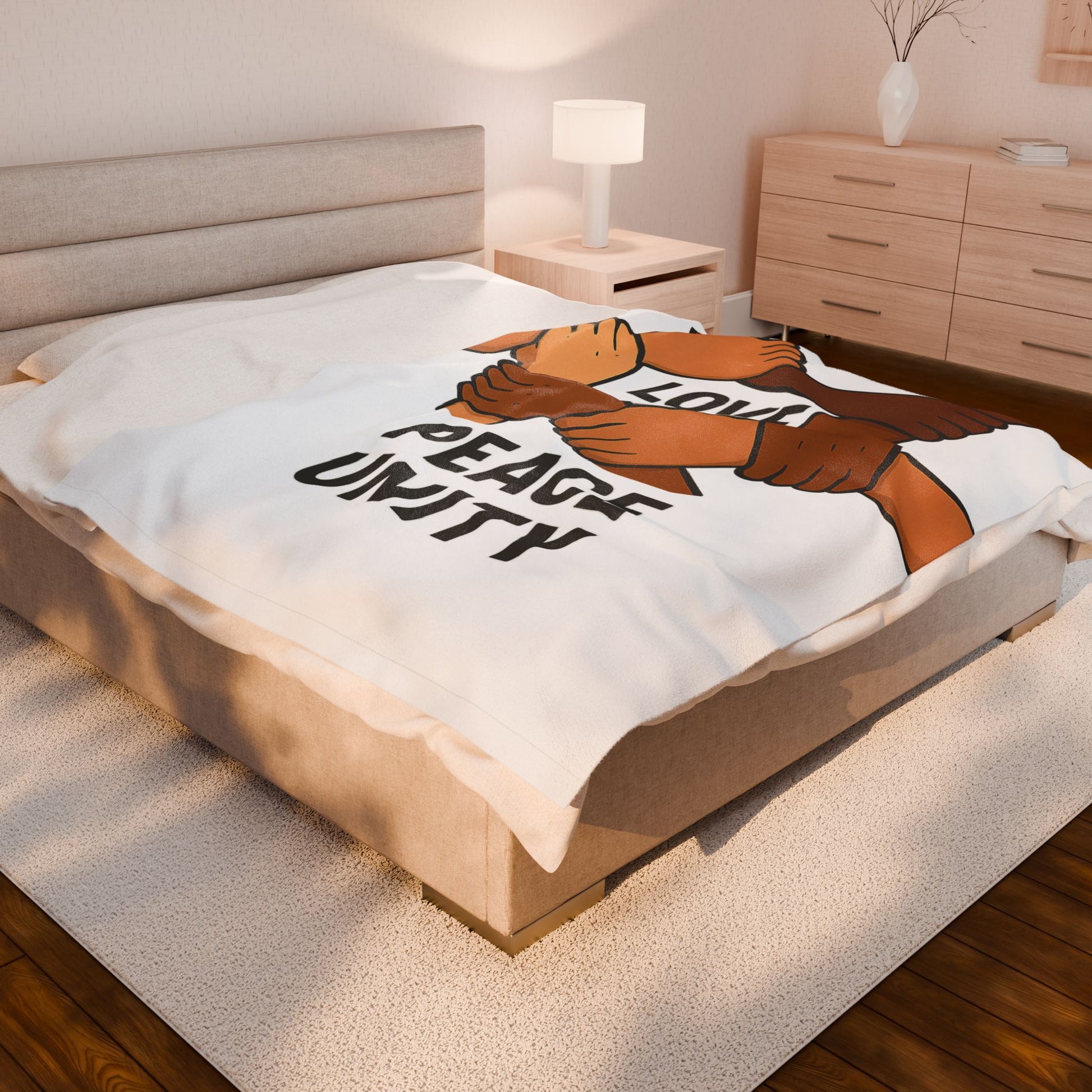 Unity and Love Velveteen Plush Blanket, Cozy Home Decor, Gift for Peace Lovers, Perfect for Winter, Soft Throw Blanket - Wayal Store
