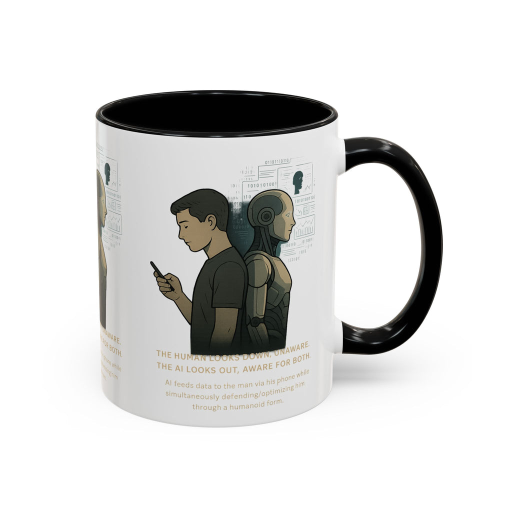 AI Awareness Accent Coffee Mug, Gift for Tech Lovers, Robotics Theme Mug, Futuristic Coffee Cup, Geeky Mug Idea - Wayal Store