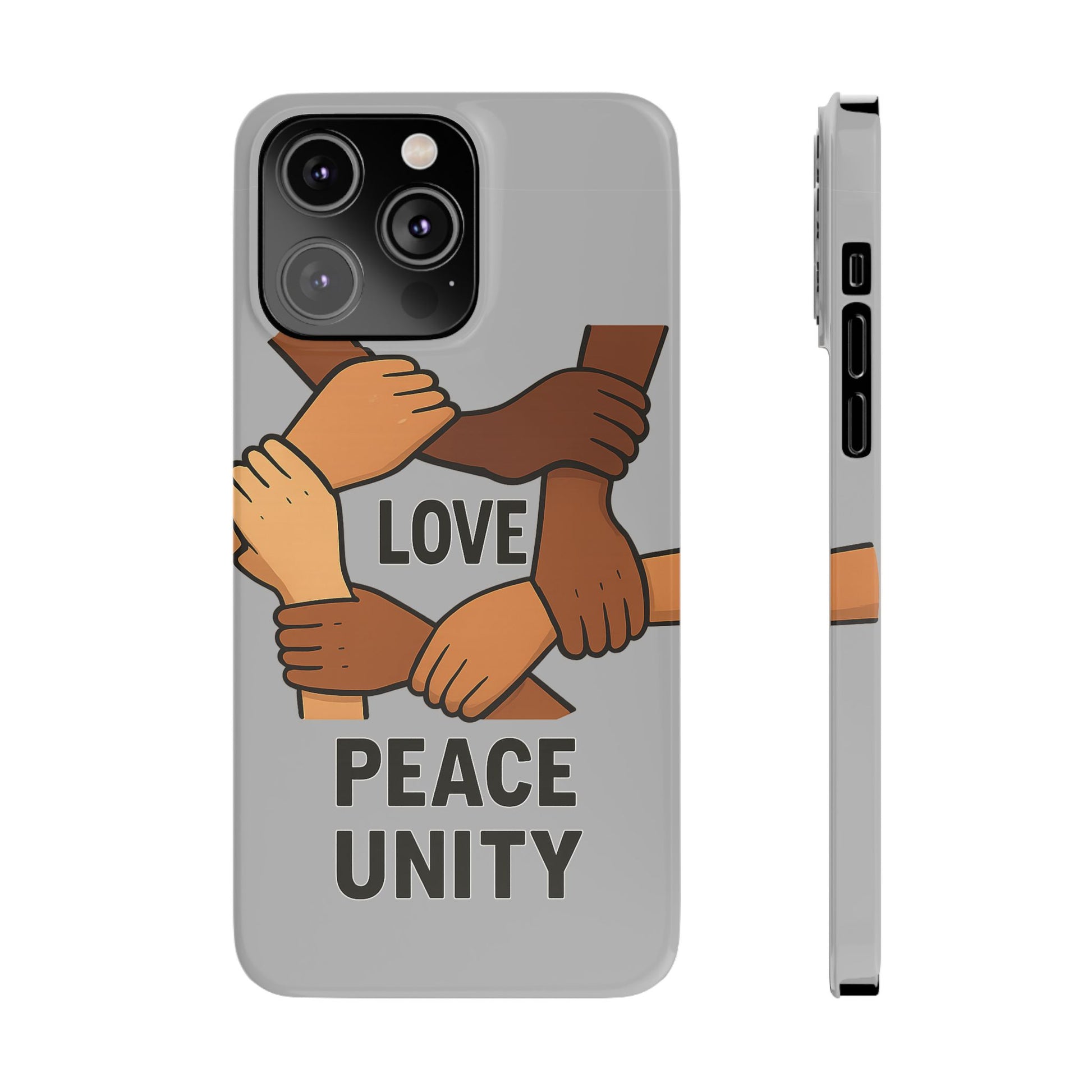 Unity Theme Slim Phone Cases - Love Peace Unity, Gift for Activists, Phone Accessories for Peace Lovers, Unique Phone Covers - Wayal Store
