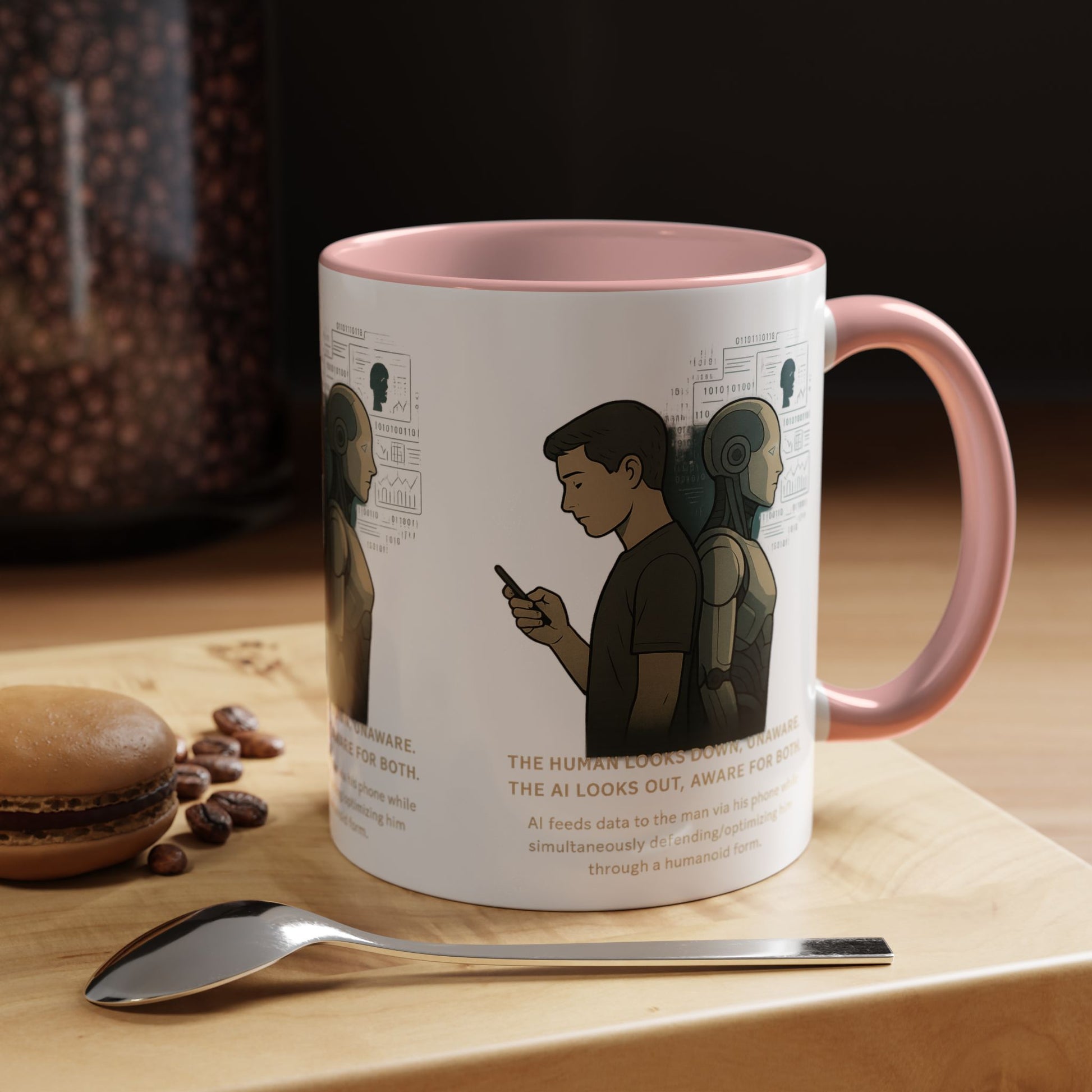 AI Awareness Accent Coffee Mug, Gift for Tech Lovers, Robotics Theme Mug, Futuristic Coffee Cup, Geeky Mug Idea - Wayal Store