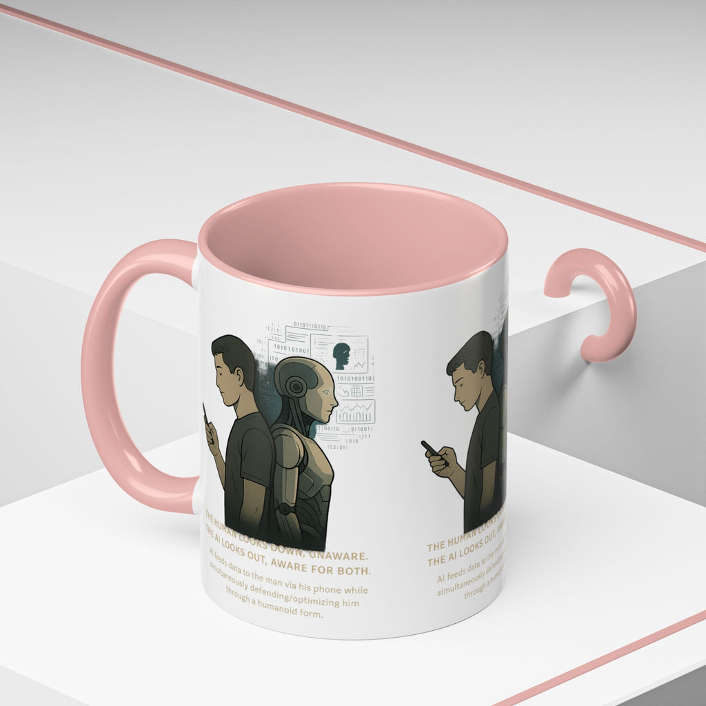 AI Awareness Accent Coffee Mug, Gift for Tech Lovers, Robotics Theme Mug, Futuristic Coffee Cup, Geeky Mug Idea - Wayal Store
