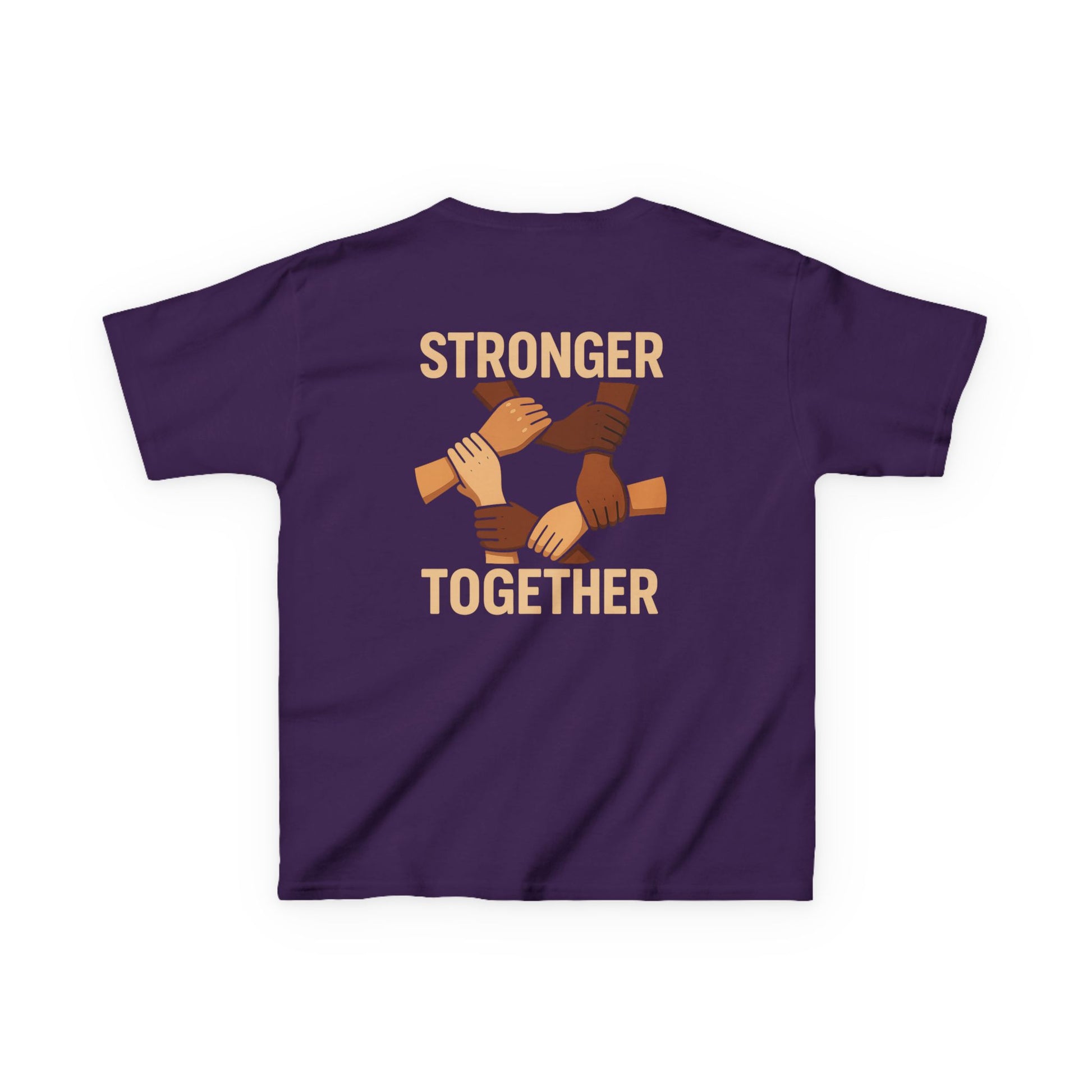 Kids T-Shirt Back | Stronger Together | Diversity, Unity, Friendship, Empowerment, Team Spirit - Wayal Store