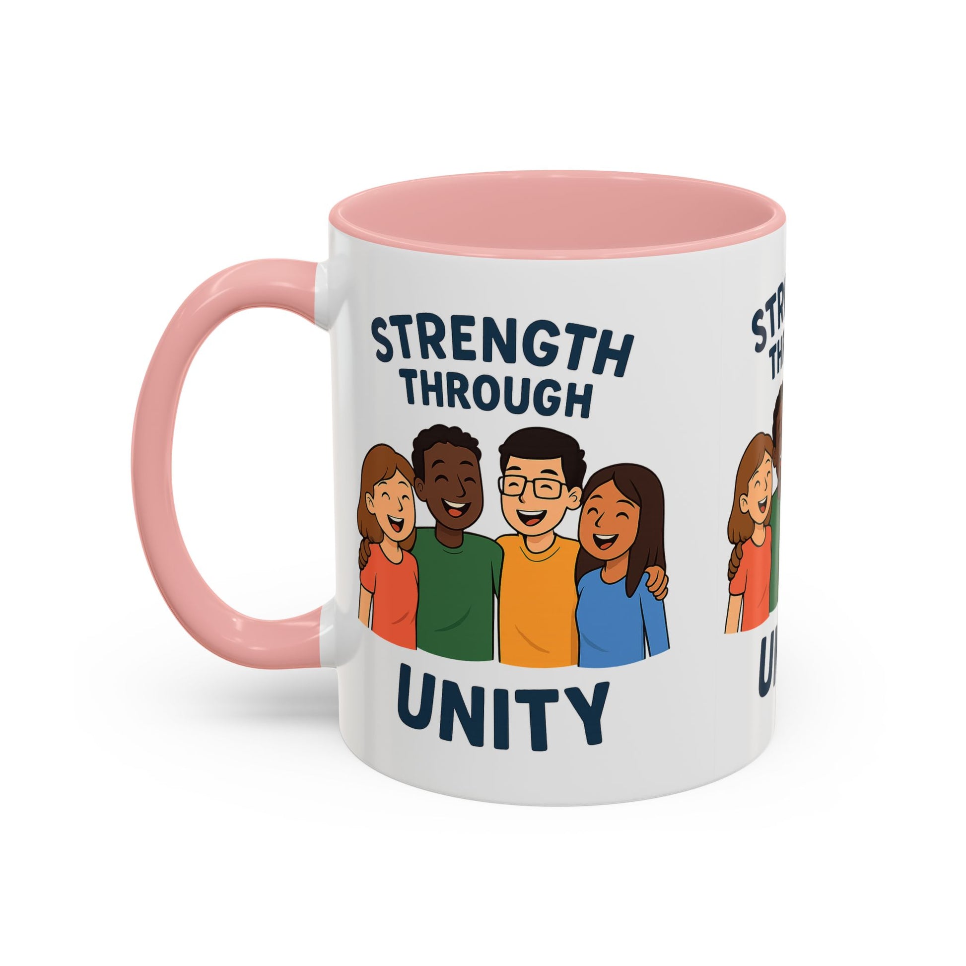 Unity-Themed Accent Coffee Mug, Inspirational Gift, Team Spirit Mug, Friendship Celebration Cup, Multicultural Unity Design - Wayal Store