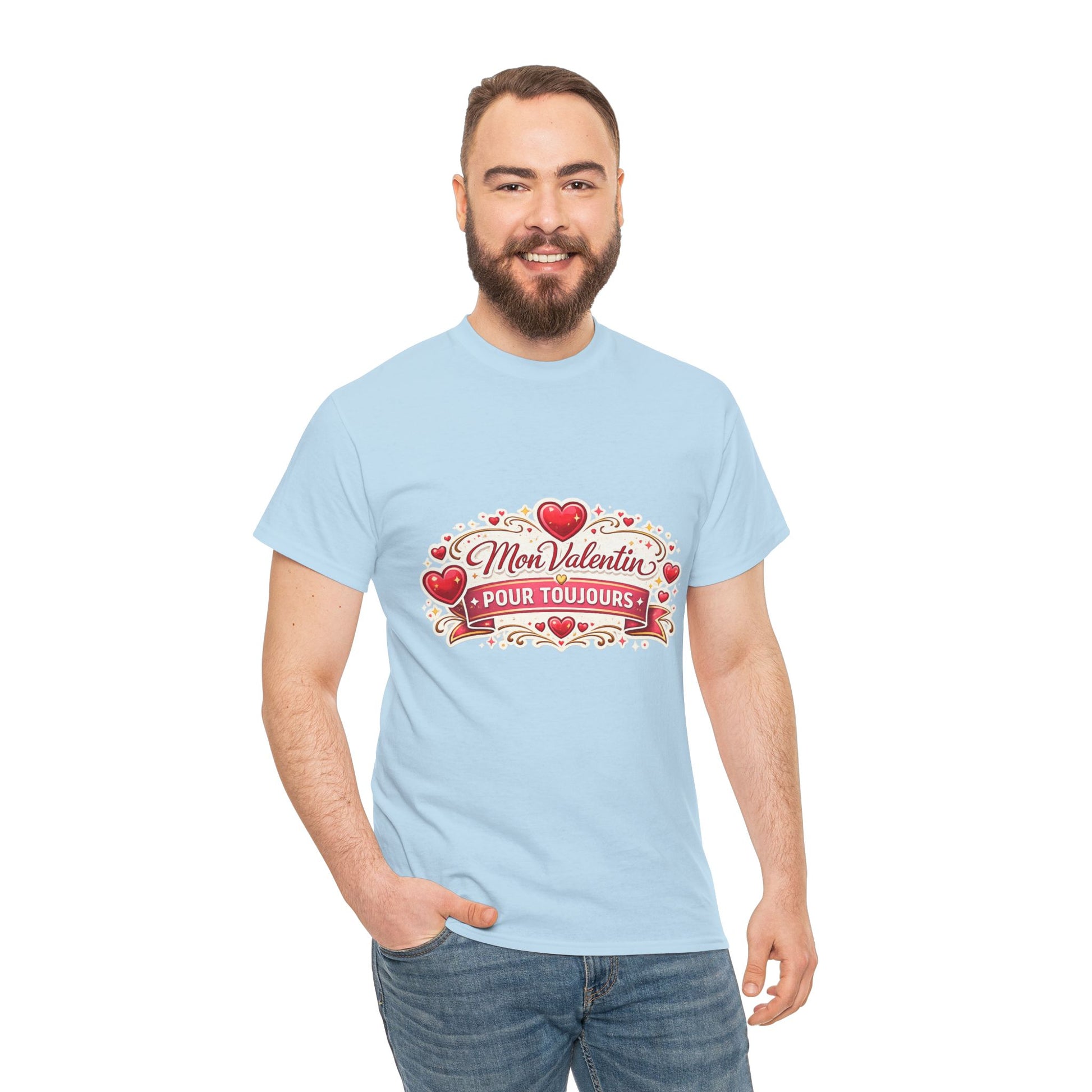 T-Shirt — "Mon Valentin Pour Toujours" Romantic Valentine Hearts Tee - Wayal Store