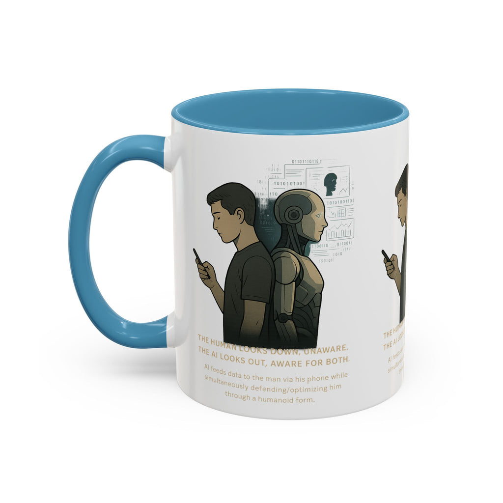 AI Awareness Accent Coffee Mug, Gift for Tech Lovers, Robotics Theme Mug, Futuristic Coffee Cup, Geeky Mug Idea - Wayal Store