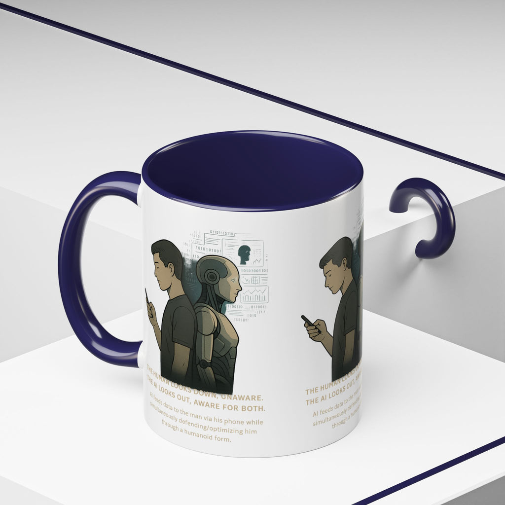 AI Awareness Accent Coffee Mug, Gift for Tech Lovers, Robotics Theme Mug, Futuristic Coffee Cup, Geeky Mug Idea - Wayal Store