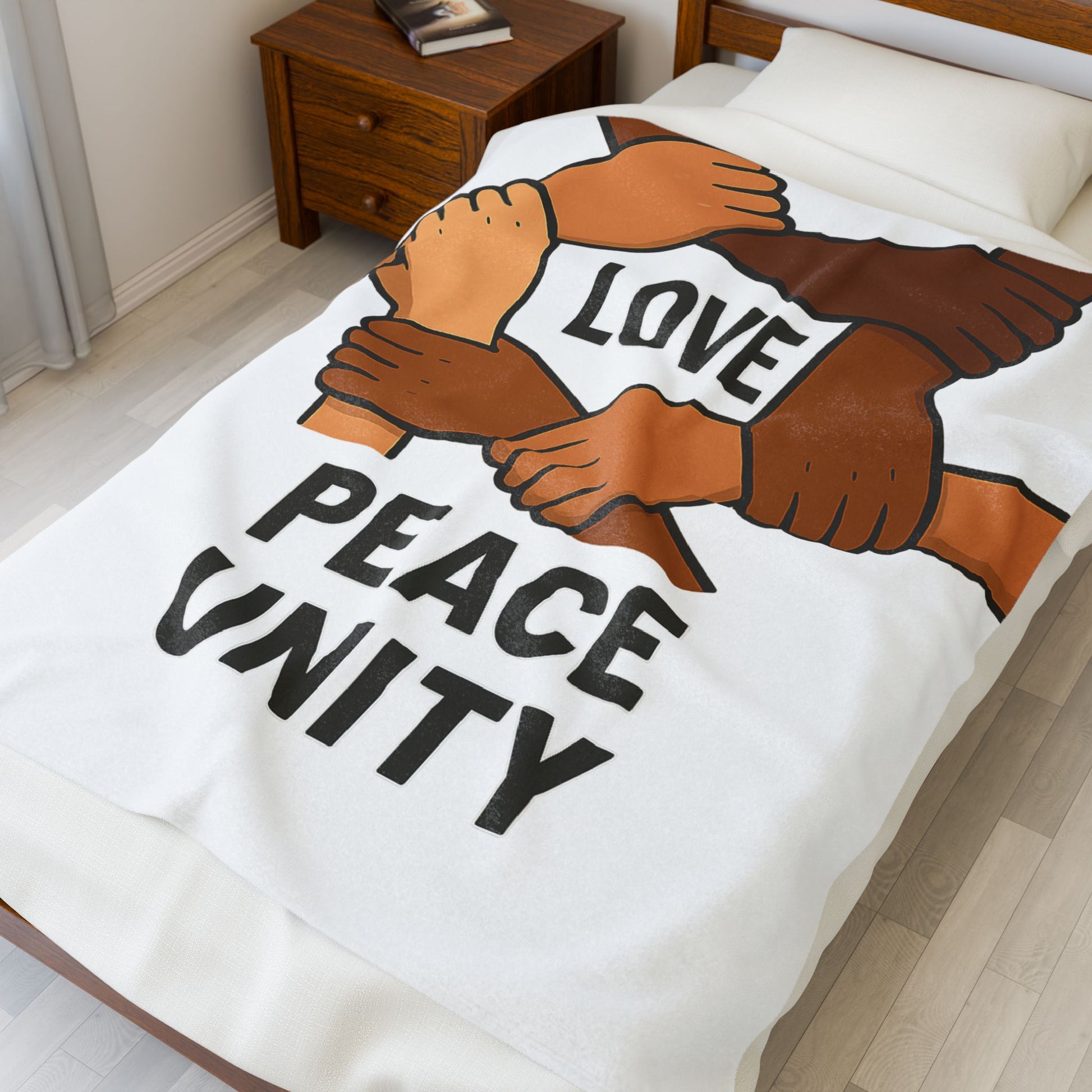 Unity and Love Velveteen Plush Blanket, Cozy Home Decor, Gift for Peace Lovers, Perfect for Winter, Soft Throw Blanket - Wayal Store