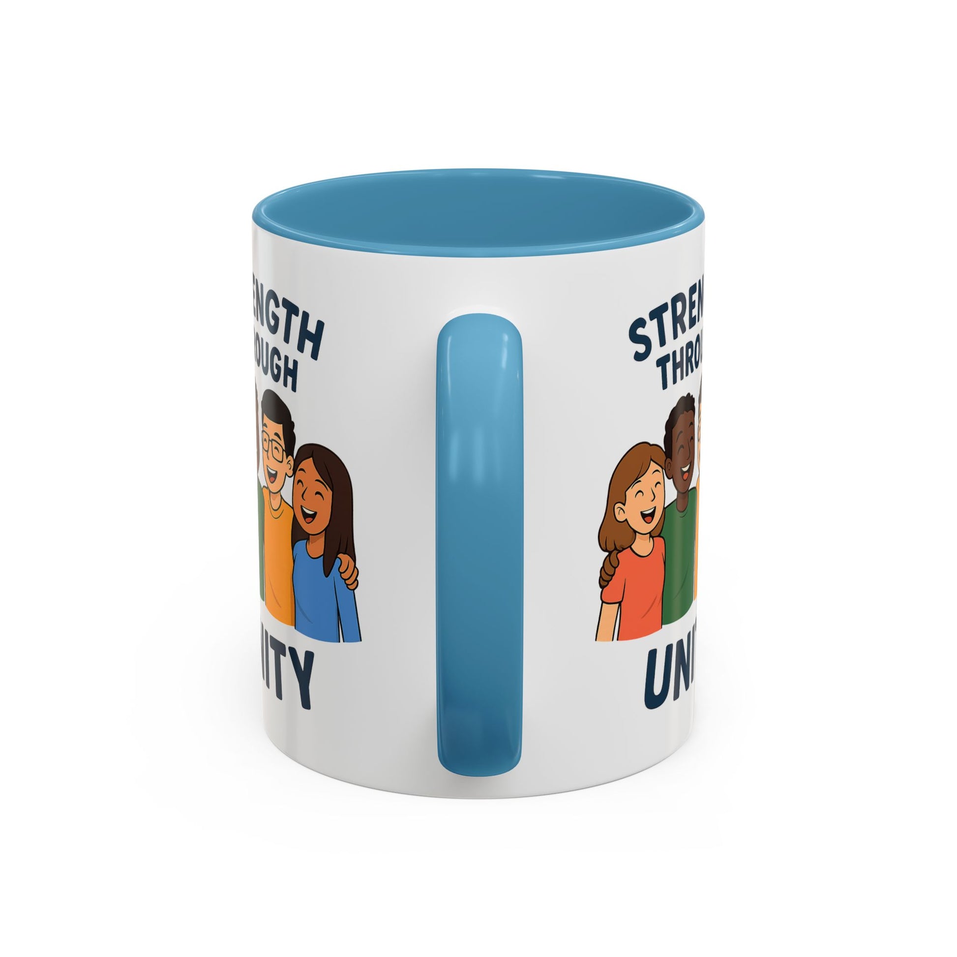 Unity-Themed Accent Coffee Mug, Inspirational Gift, Team Spirit Mug, Friendship Celebration Cup, Multicultural Unity Design - Wayal Store