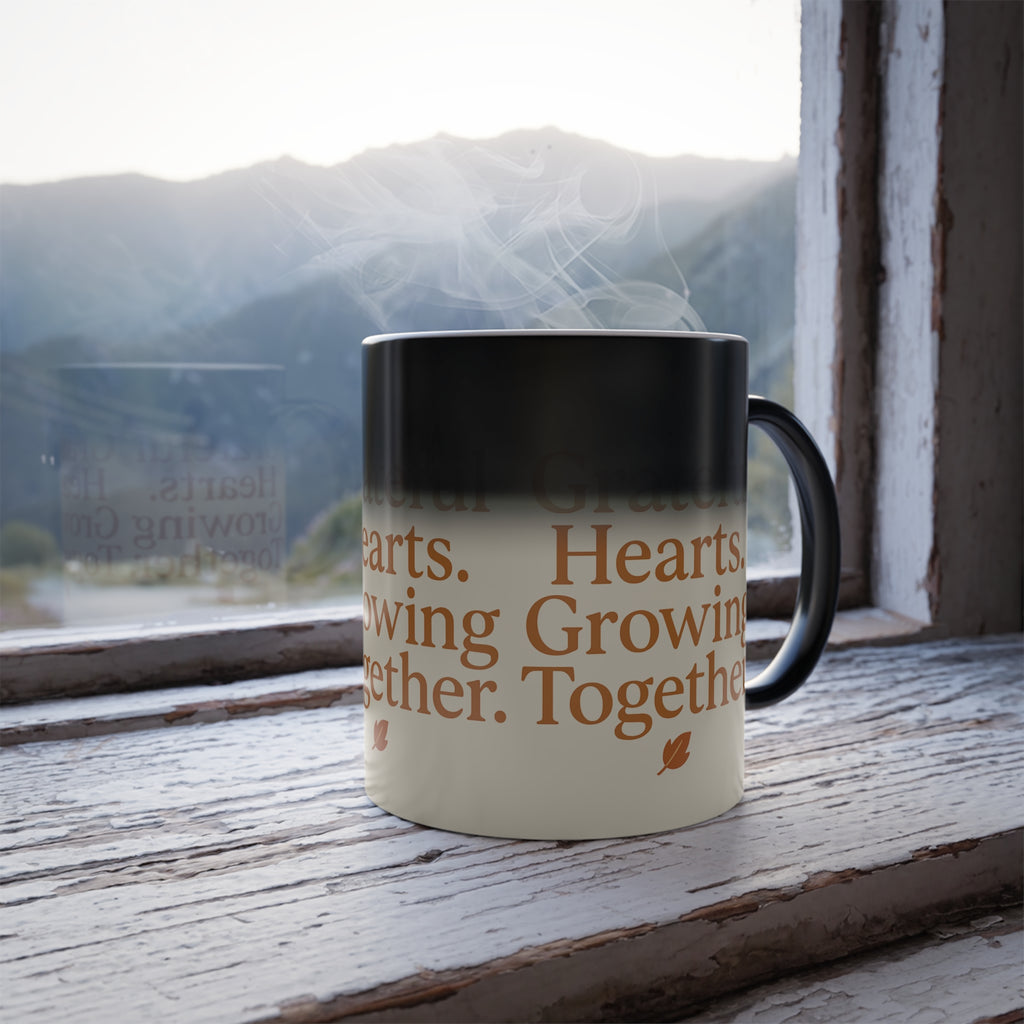 Grateful Hearts Color Changing Mug - 11oz Inspirational Coffee Cup