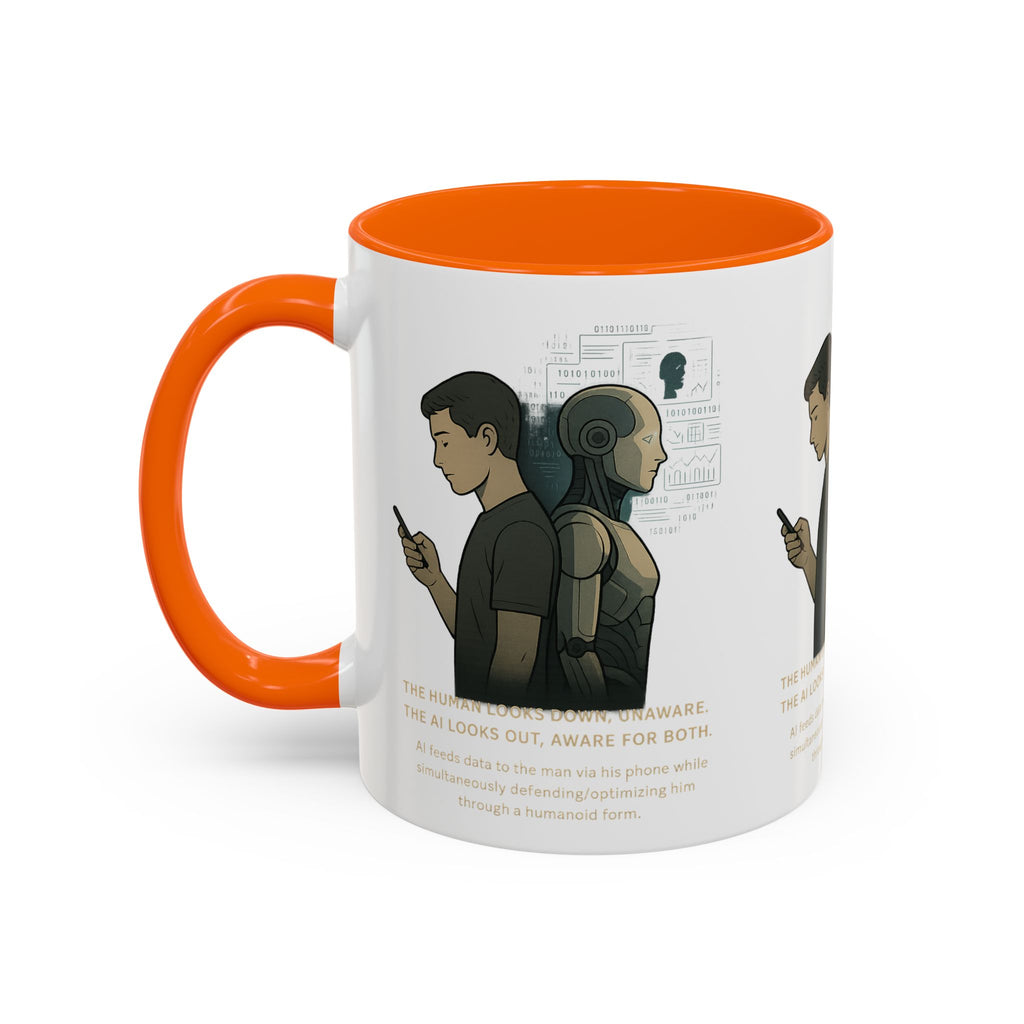 AI Awareness Accent Coffee Mug, Gift for Tech Lovers, Robotics Theme Mug, Futuristic Coffee Cup, Geeky Mug Idea - Wayal Store