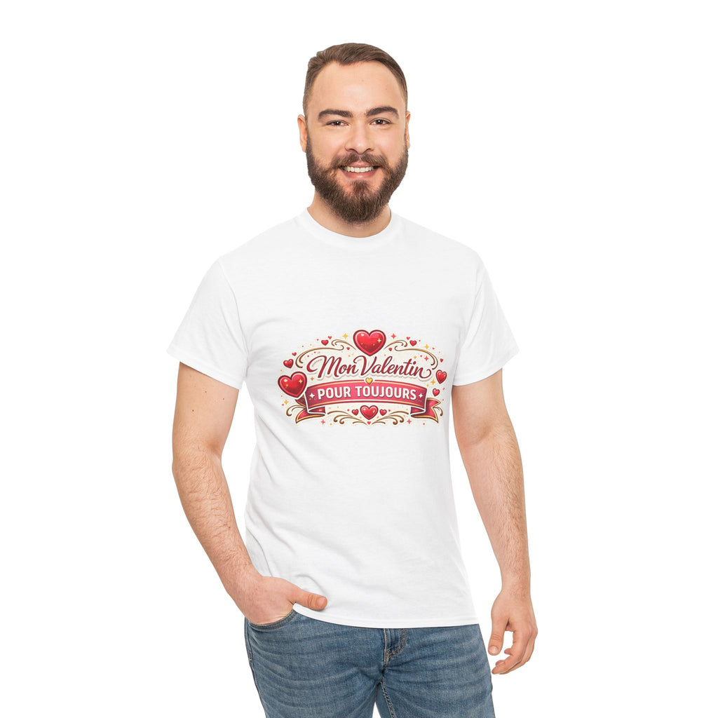 T-Shirt — "Mon Valentin Pour Toujours" Romantic Valentine Hearts Tee - Wayal Store
