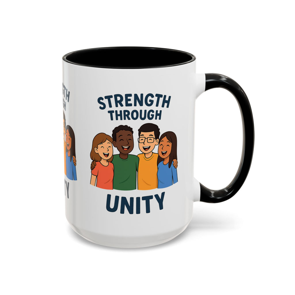 Unity-Themed Accent Coffee Mug, Inspirational Gift, Team Spirit Mug, Friendship Celebration Cup, Multicultural Unity Design - Wayal Store