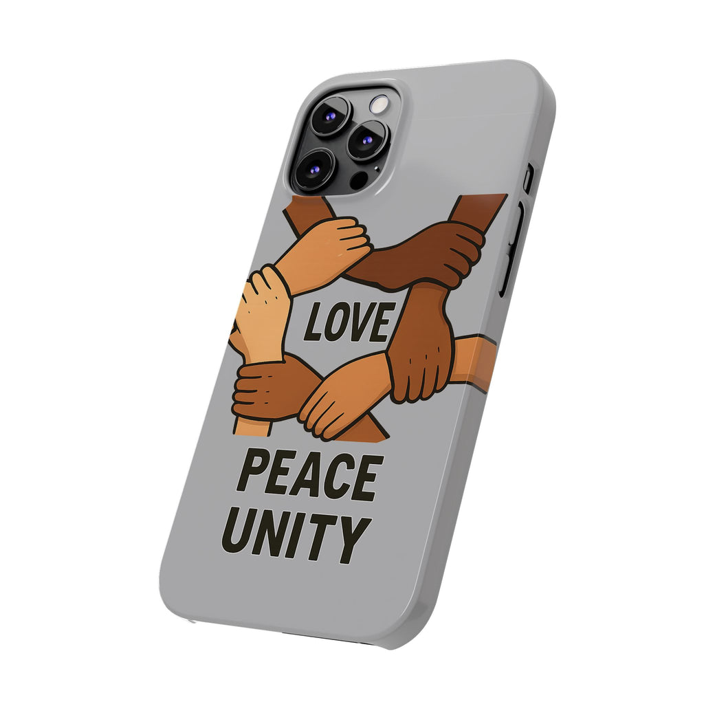 Unity Theme Slim Phone Cases - Love Peace Unity, Gift for Activists, Phone Accessories for Peace Lovers, Unique Phone Covers - Wayal Store