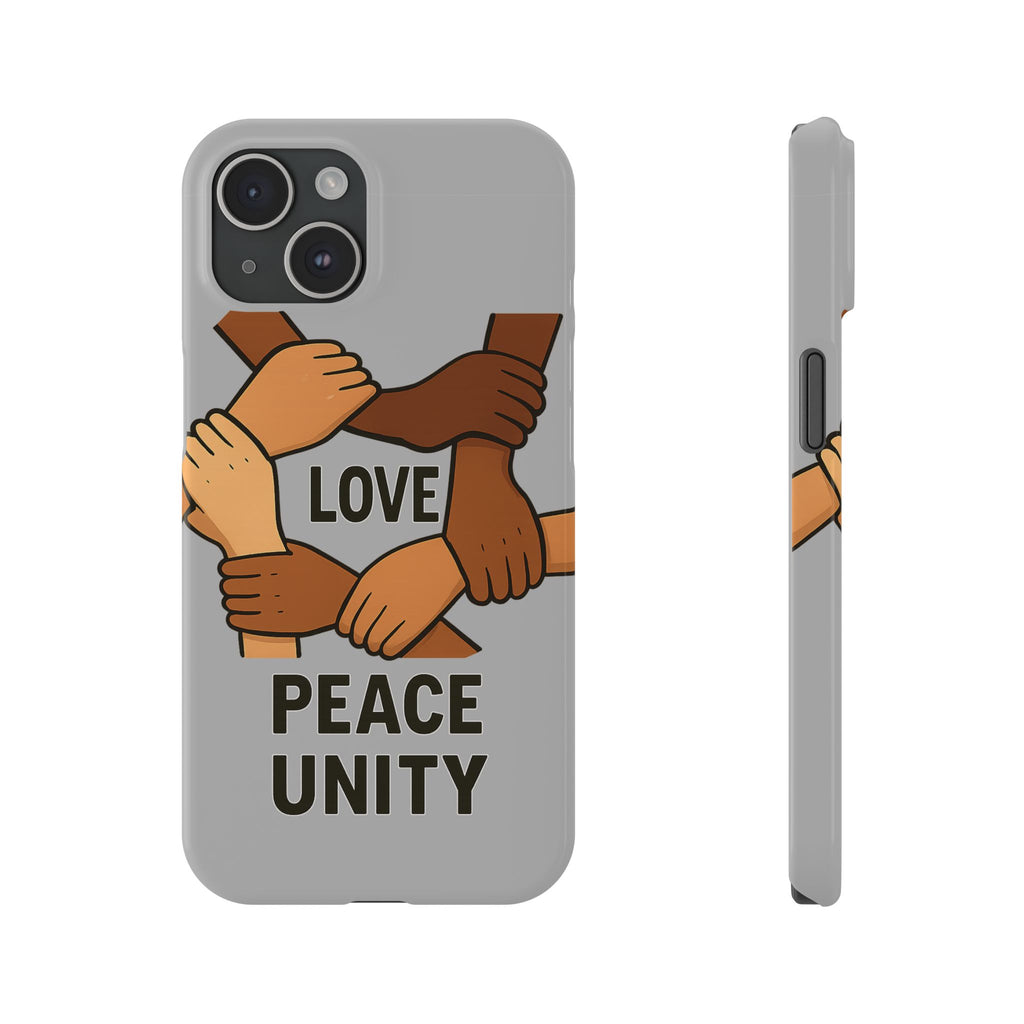 Unity Theme Slim Phone Cases - Love Peace Unity, Gift for Activists, Phone Accessories for Peace Lovers, Unique Phone Covers - Wayal Store