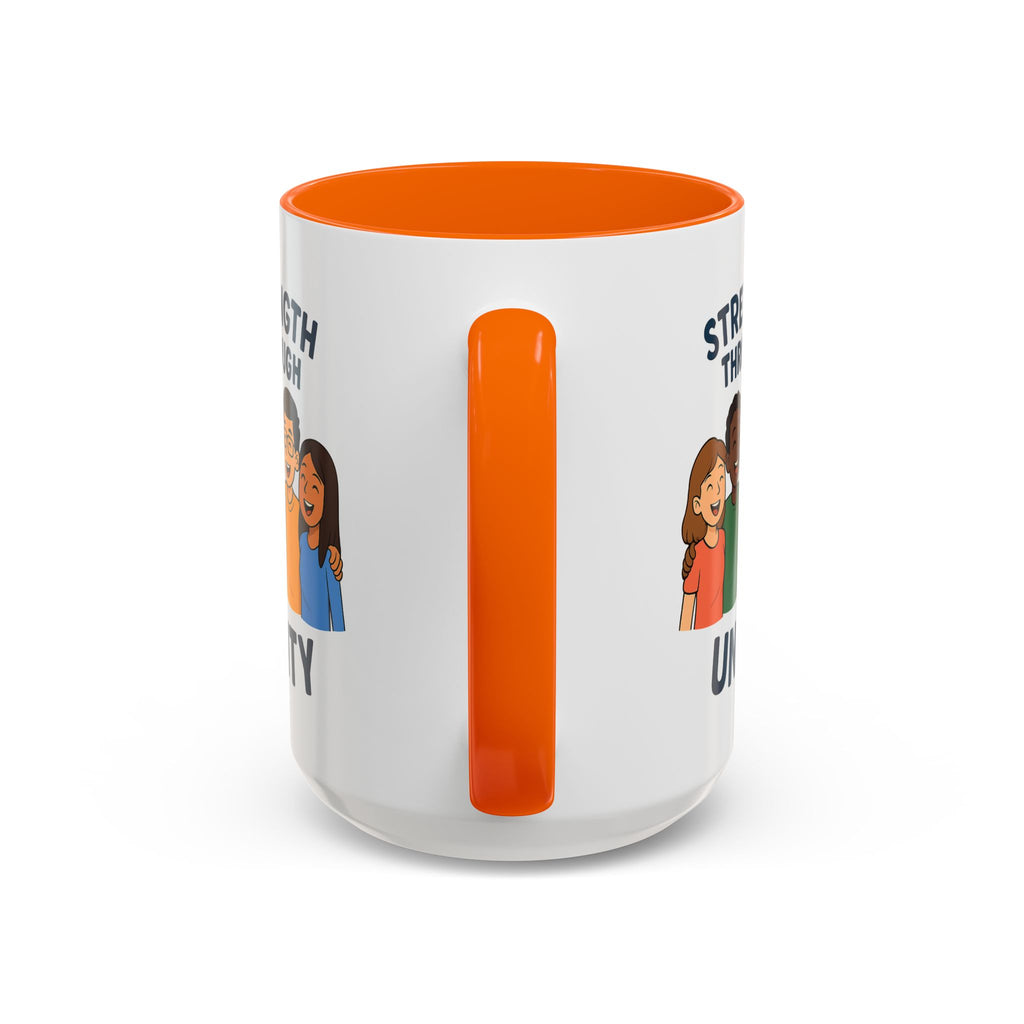 Unity-Themed Accent Coffee Mug, Inspirational Gift, Team Spirit Mug, Friendship Celebration Cup, Multicultural Unity Design - Wayal Store
