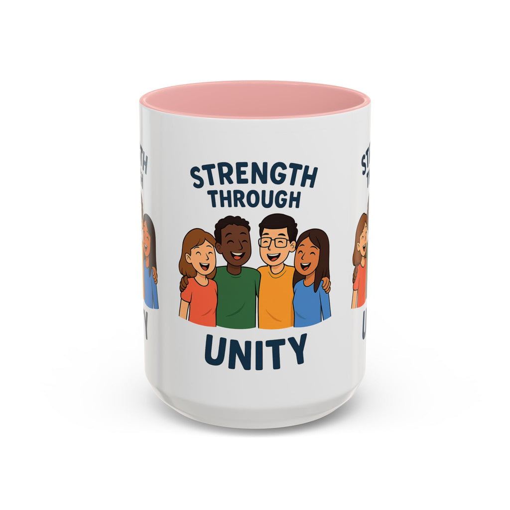 Unity-Themed Accent Coffee Mug, Inspirational Gift, Team Spirit Mug, Friendship Celebration Cup, Multicultural Unity Design - Wayal Store
