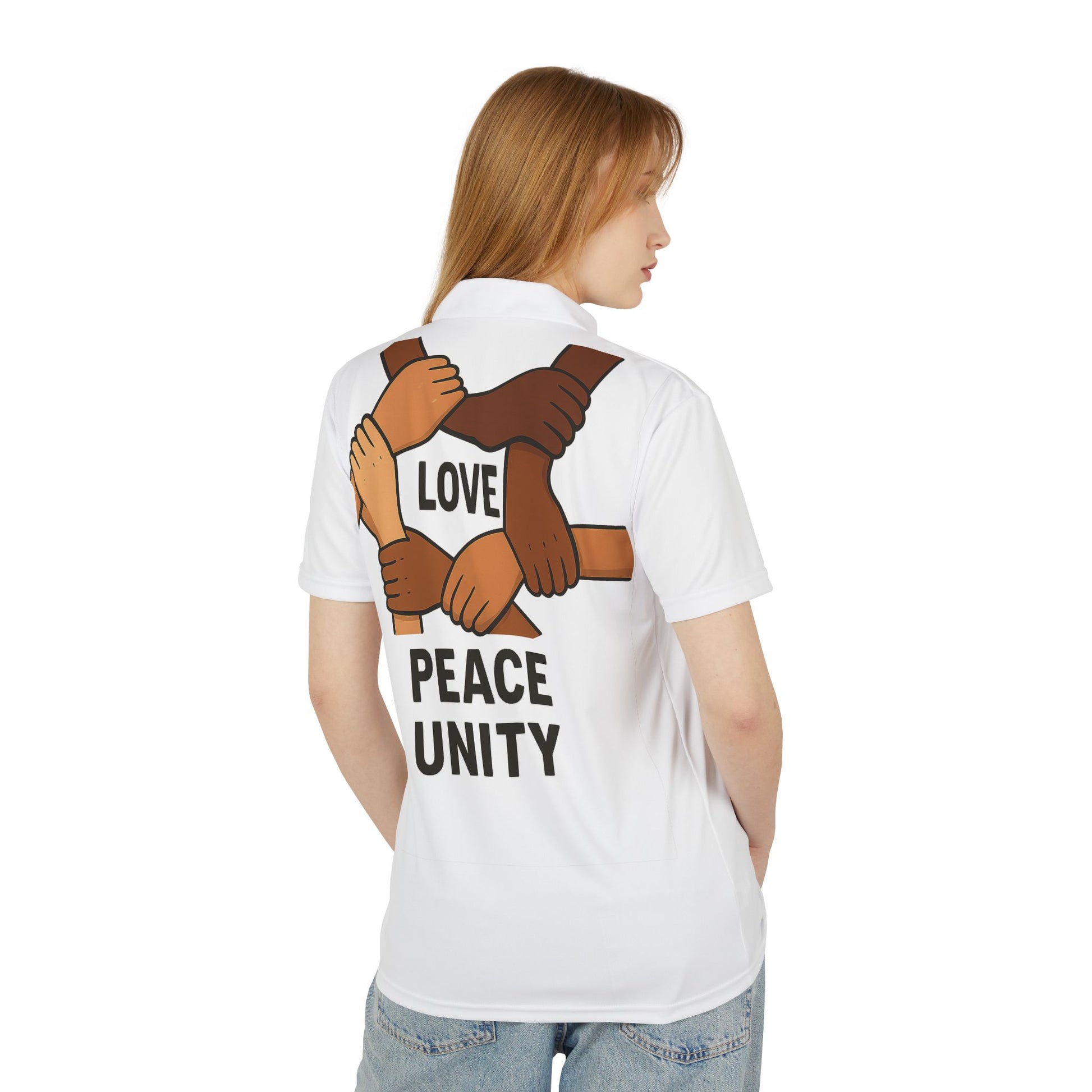 Unity & Peace Unisex Polo Shirt Back - Celebrate Love, Equality, Harmony - Perfect for Events, Gifts, Everyday Wear, Casual Outfits - Wayal Store