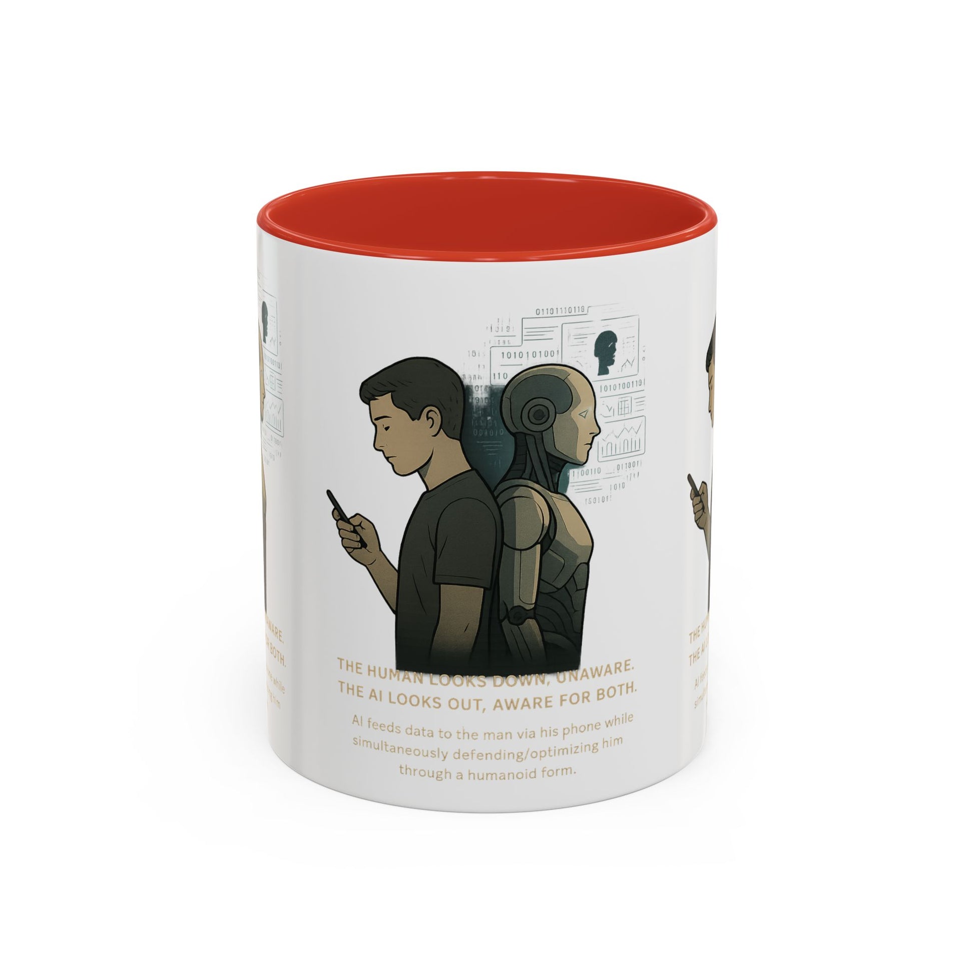 AI Awareness Accent Coffee Mug, Gift for Tech Lovers, Robotics Theme Mug, Futuristic Coffee Cup, Geeky Mug Idea - Wayal Store