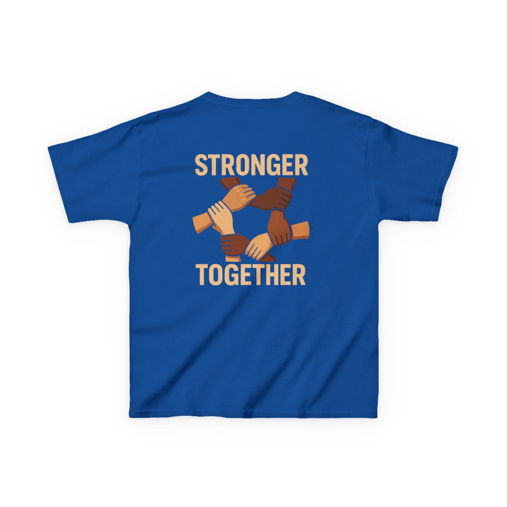 Kids T-Shirt Back | Stronger Together | Diversity, Unity, Friendship, Empowerment, Team Spirit - Wayal Store