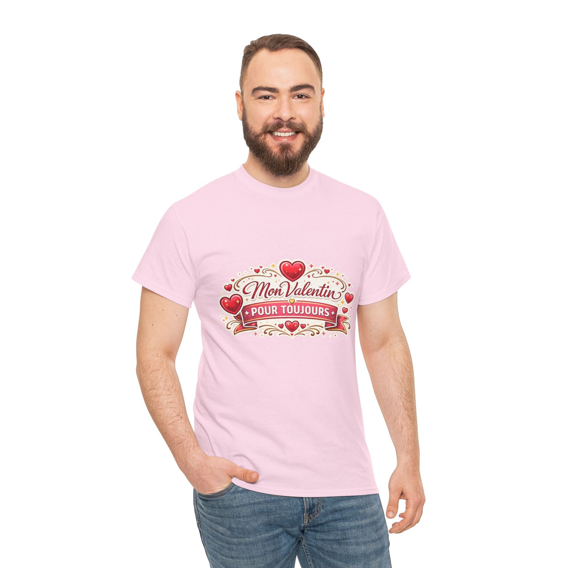 T-Shirt — "Mon Valentin Pour Toujours" Romantic Valentine Hearts Tee - Wayal Store