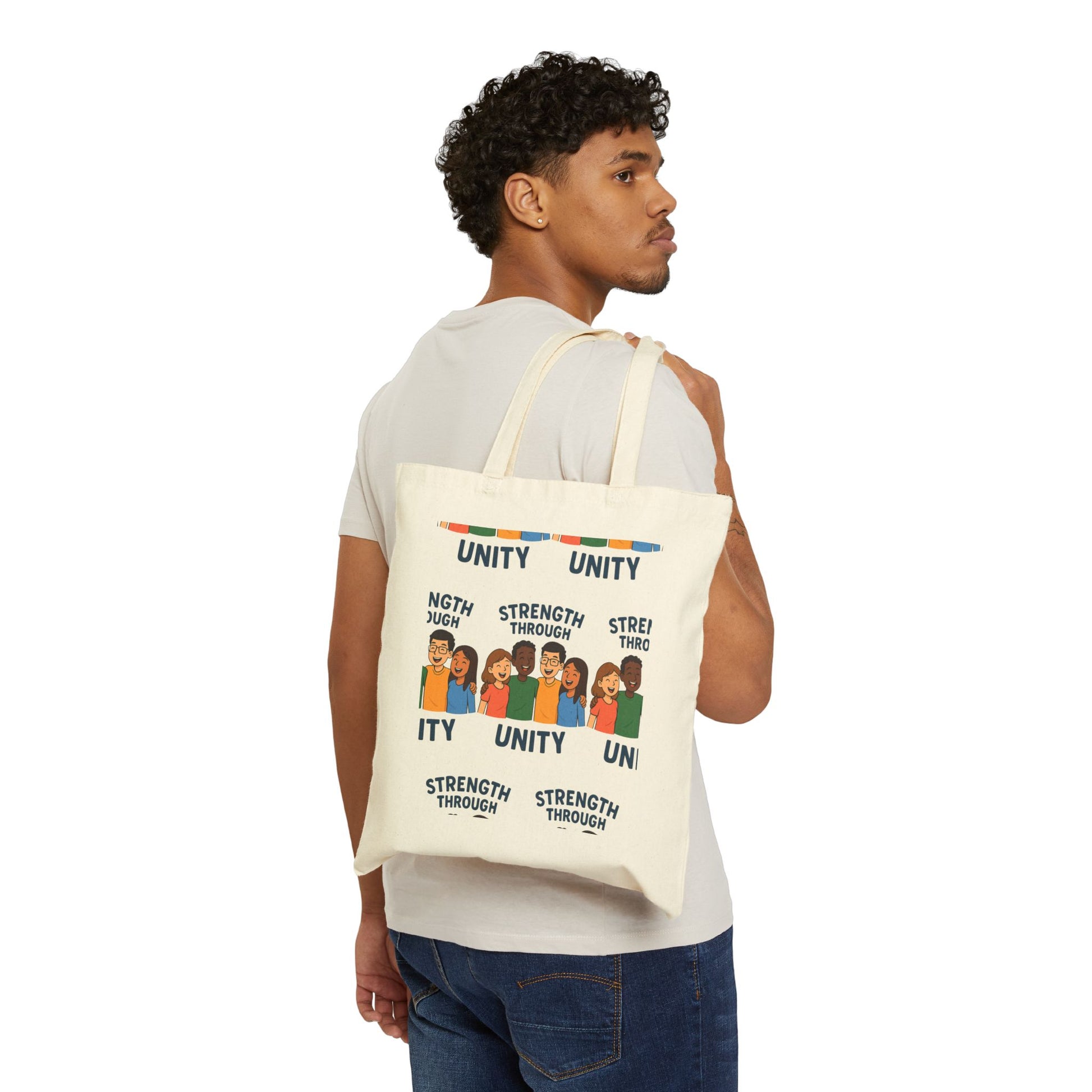 Empowering Unity Cotton Canvas Tote Bag | Strength Through Unity, Eco-Friendly Tote, Inspirational Bag, Gift for Women, Everyday Use - Wayal Store