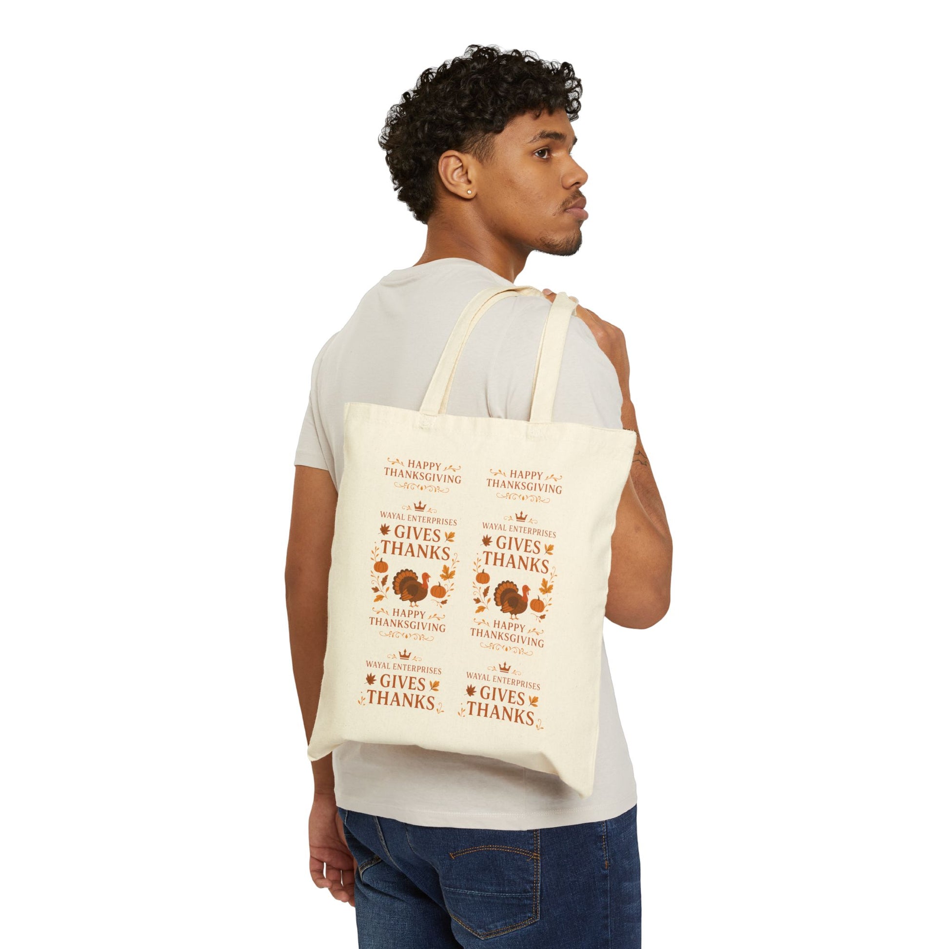 Thanksgiving Cotton Canvas Tote Bag - Celebrate with Gratitude - Wayal Store