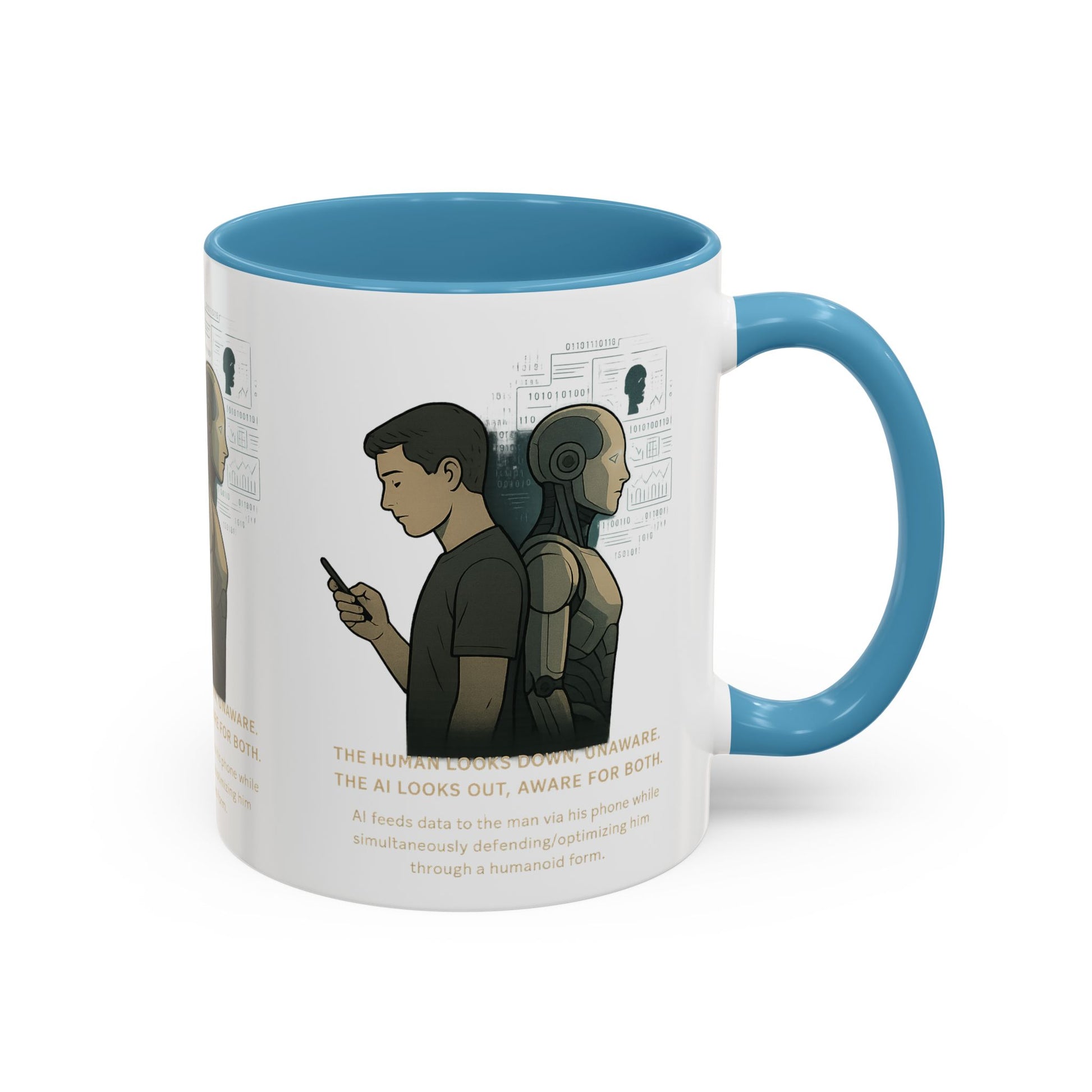 AI Awareness Accent Coffee Mug, Gift for Tech Lovers, Robotics Theme Mug, Futuristic Coffee Cup, Geeky Mug Idea - Wayal Store