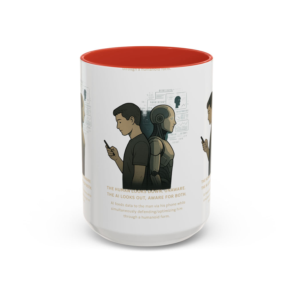AI Awareness Accent Coffee Mug, Gift for Tech Lovers, Robotics Theme Mug, Futuristic Coffee Cup, Geeky Mug Idea - Wayal Store