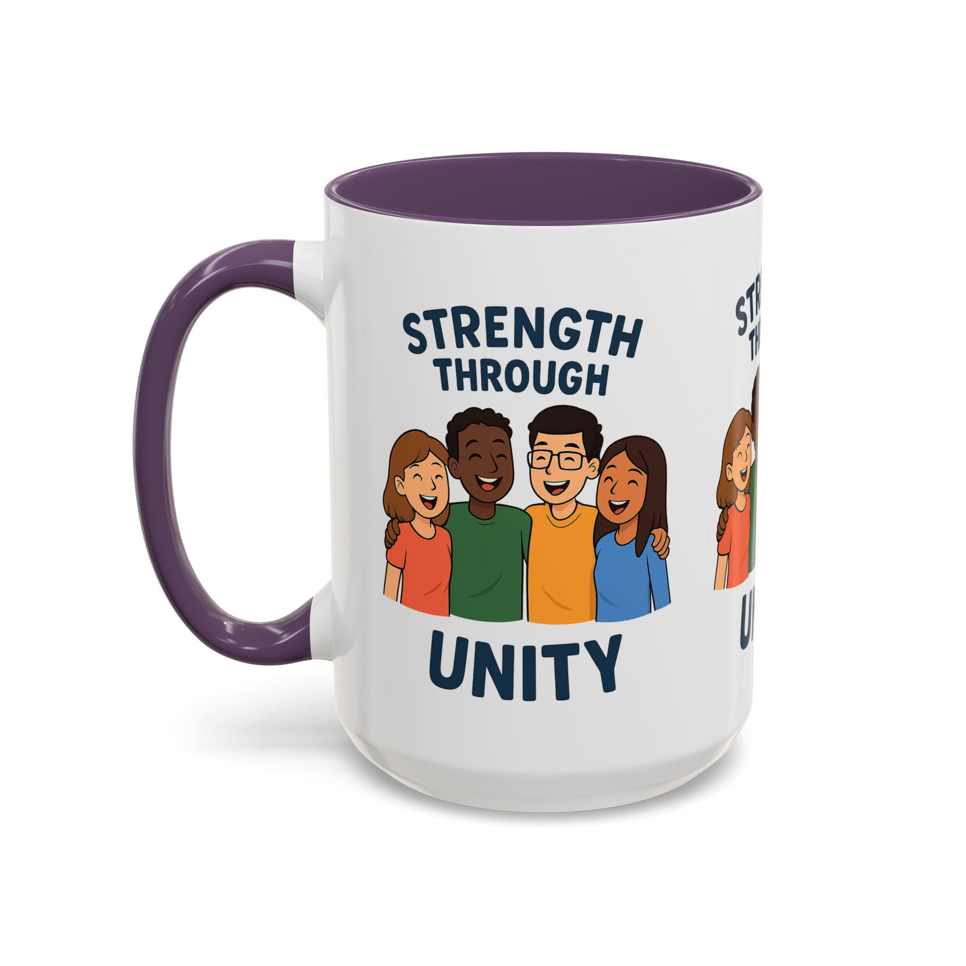 Unity-Themed Accent Coffee Mug, Inspirational Gift, Team Spirit Mug, Friendship Celebration Cup, Multicultural Unity Design - Wayal Store