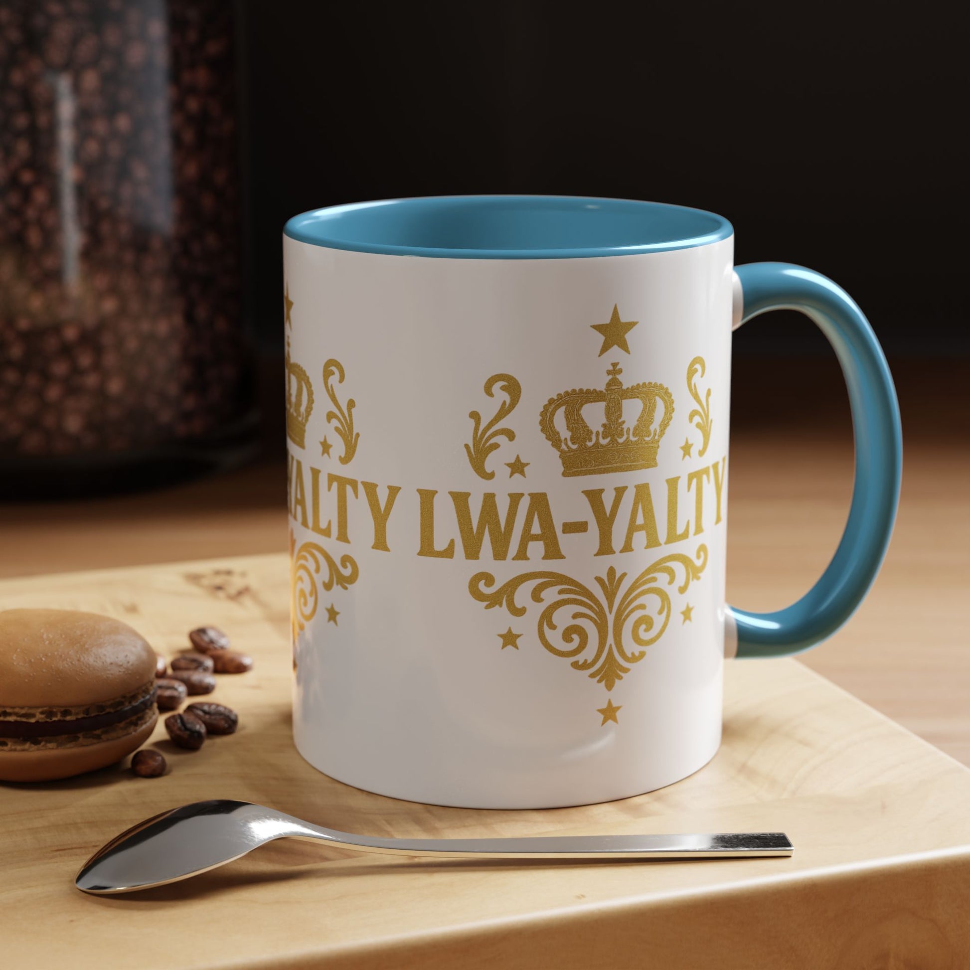 Regal Crown Accent Coffee Mug - Royalty Lwa-Yalty, Unique Gift for Coffee Lovers, Home Decor, Birthday, Celebration - Wayal Store