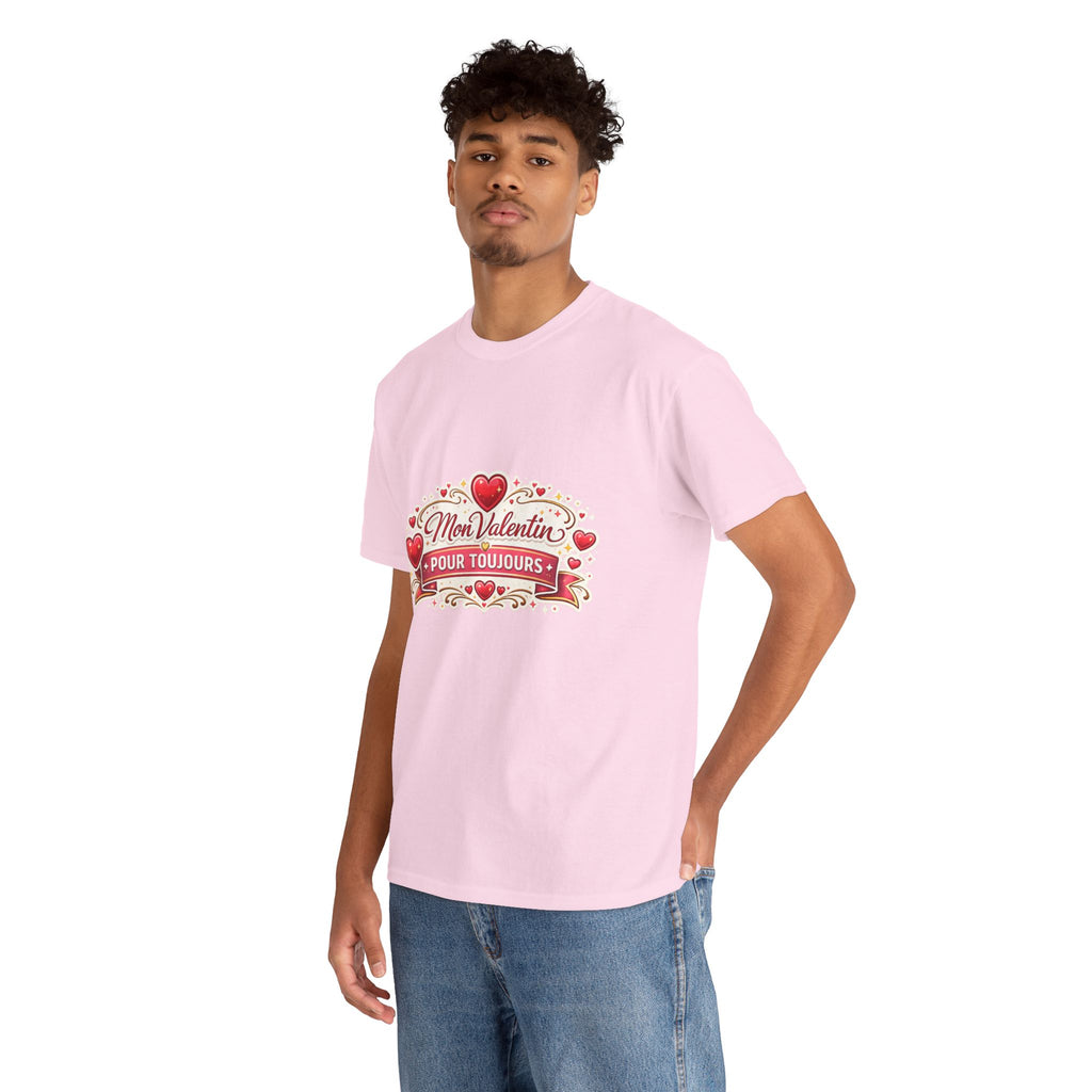 T-Shirt — "Mon Valentin Pour Toujours" Romantic Valentine Hearts Tee - Wayal Store