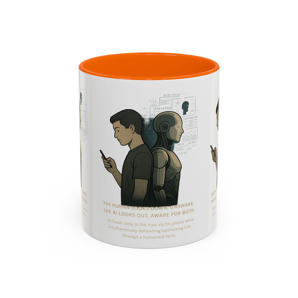 AI Awareness Accent Coffee Mug, Gift for Tech Lovers, Robotics Theme Mug, Futuristic Coffee Cup, Geeky Mug Idea - Wayal Store