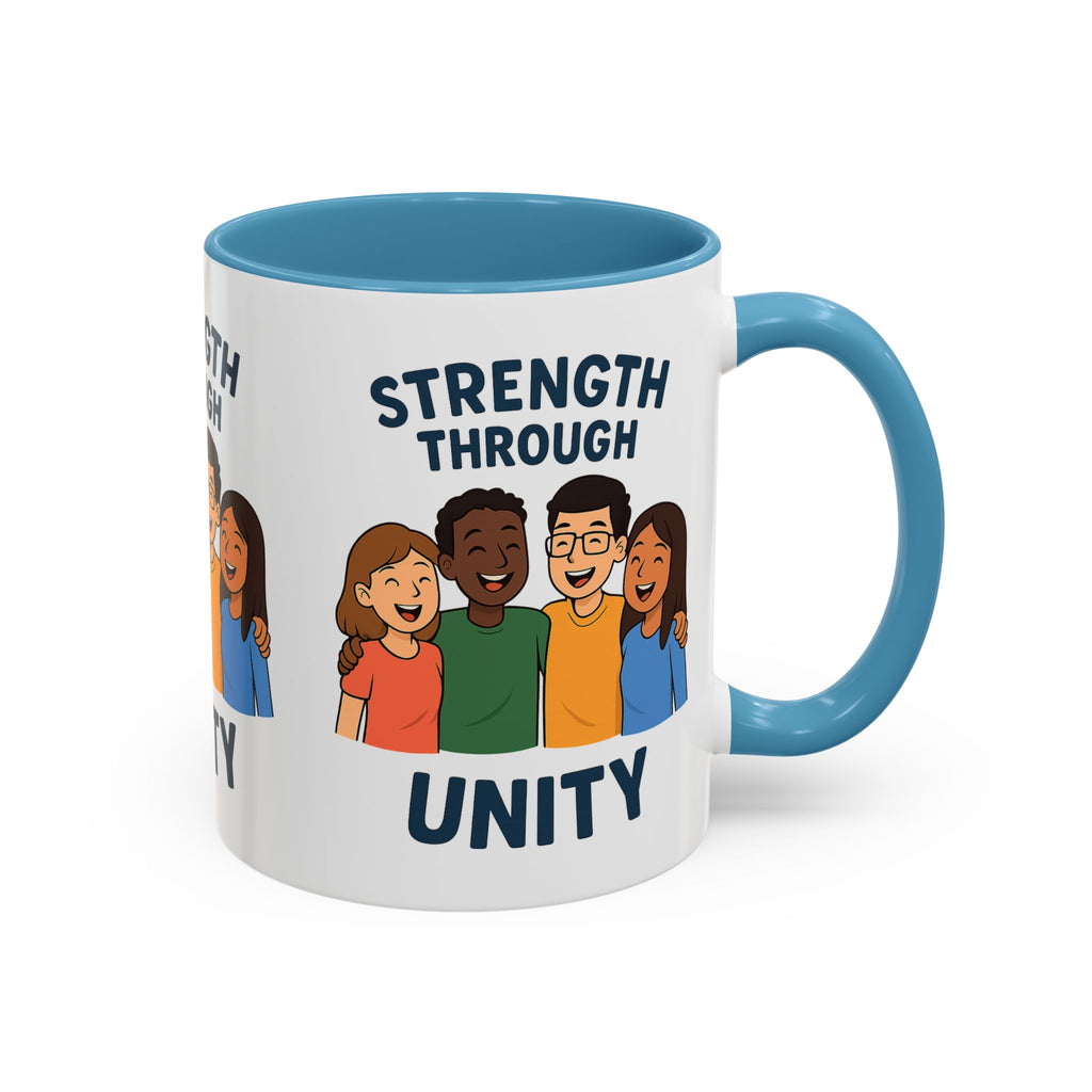 Unity-Themed Accent Coffee Mug, Inspirational Gift, Team Spirit Mug, Friendship Celebration Cup, Multicultural Unity Design - Wayal Store