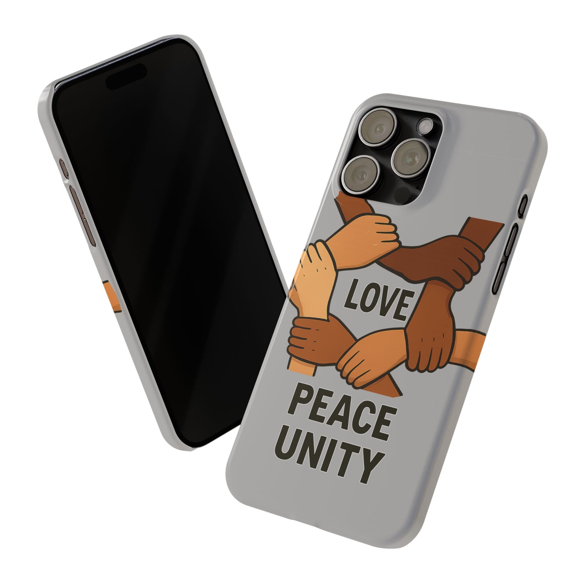 Unity Theme Slim Phone Cases - Love Peace Unity, Gift for Activists, Phone Accessories for Peace Lovers, Unique Phone Covers - Wayal Store