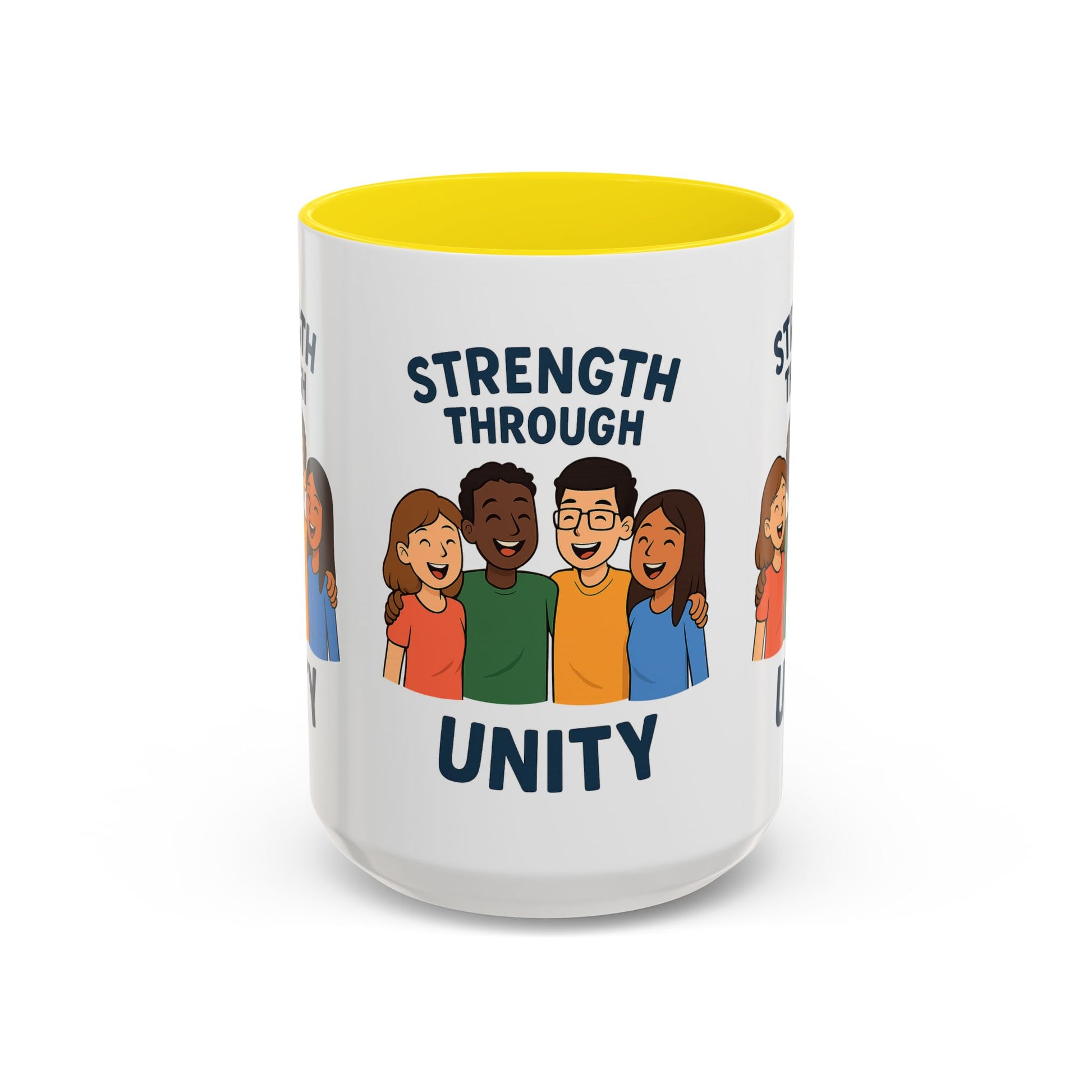 Unity-Themed Accent Coffee Mug, Inspirational Gift, Team Spirit Mug, Friendship Celebration Cup, Multicultural Unity Design - Wayal Store