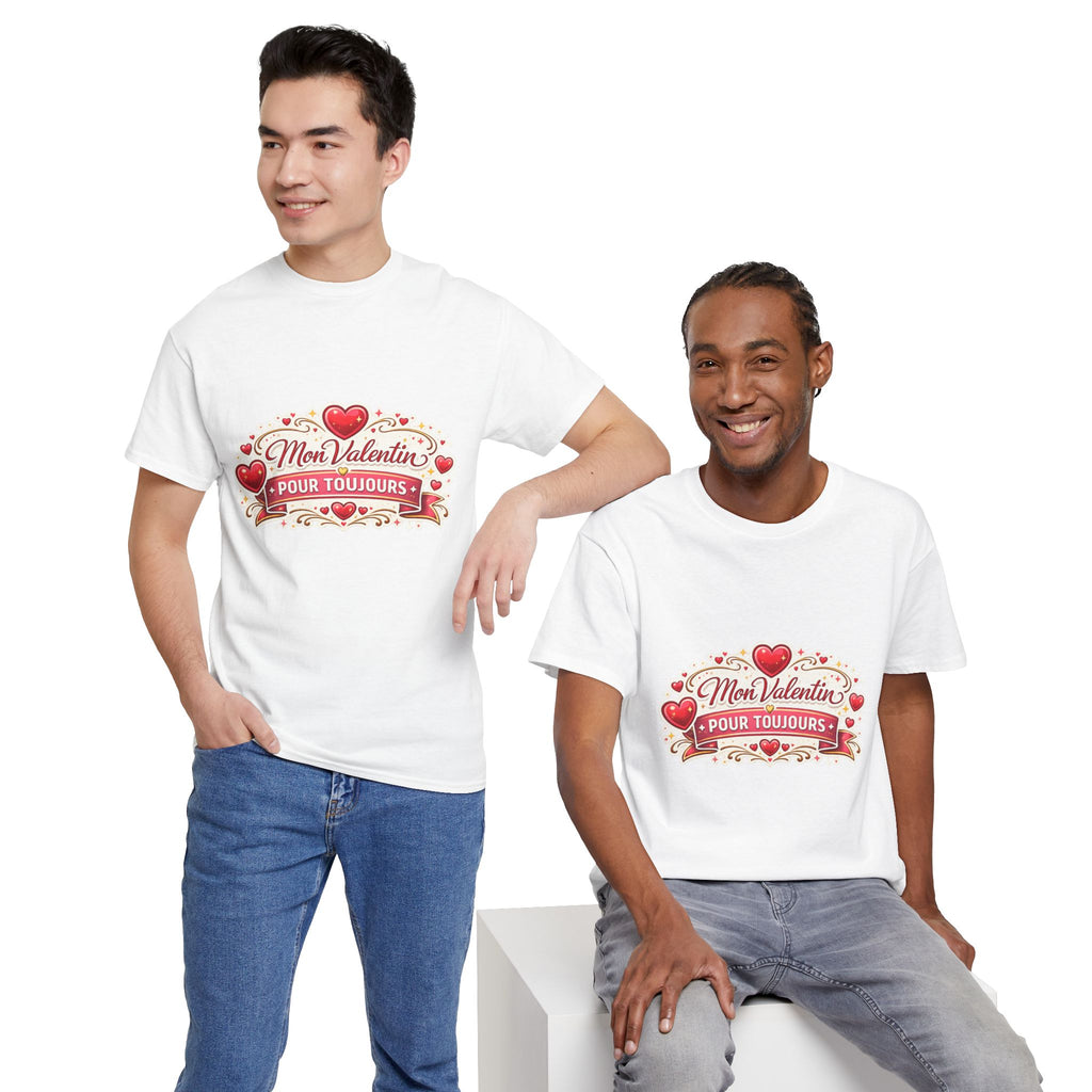 T-Shirt — "Mon Valentin Pour Toujours" Romantic Valentine Hearts Tee - Wayal Store