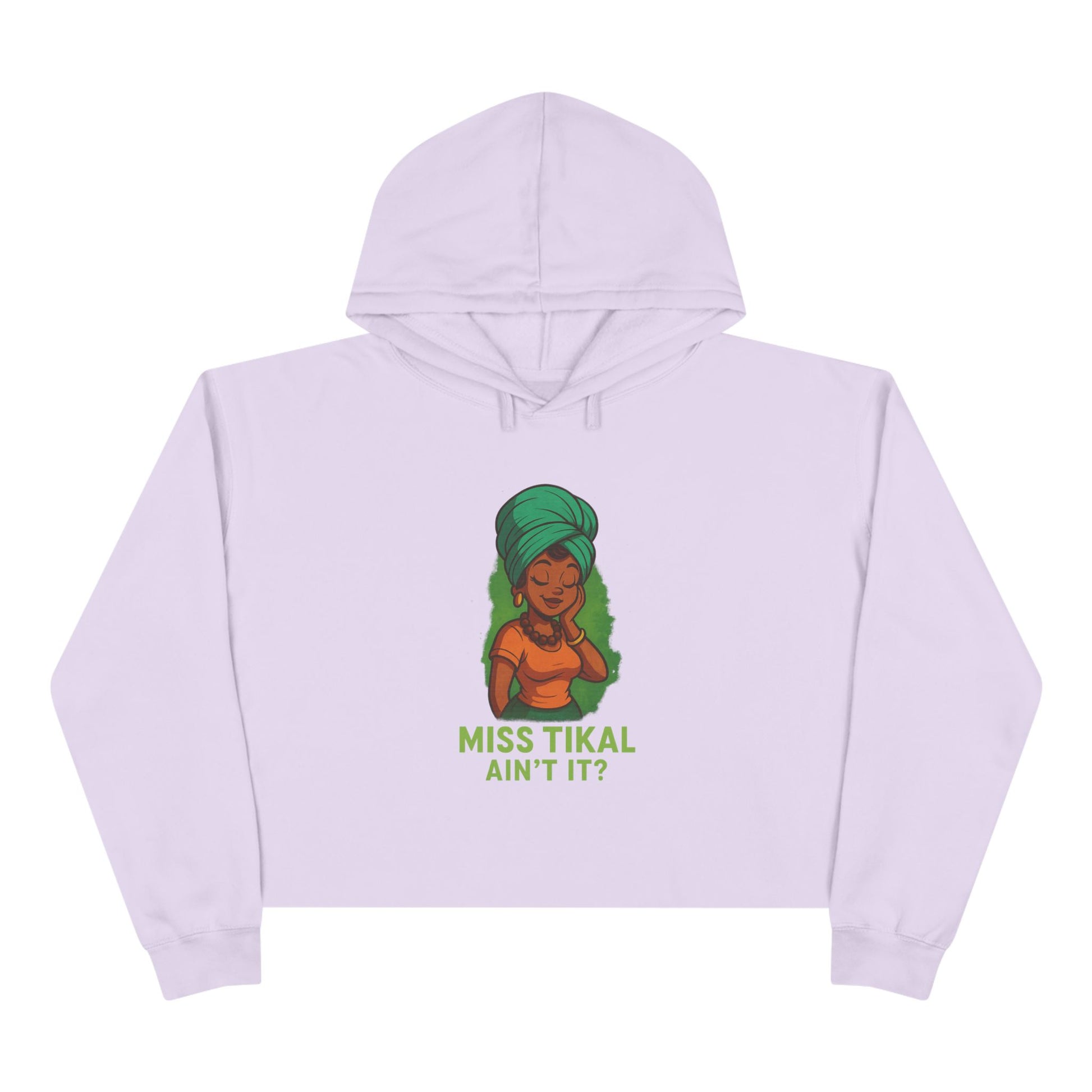 Vibrant Crop Hoodie with Miss Tikal Design, Cozy Streetwear, Perfect for Casual Outings, Gifts for Her, Summer Vibe - Wayal Store