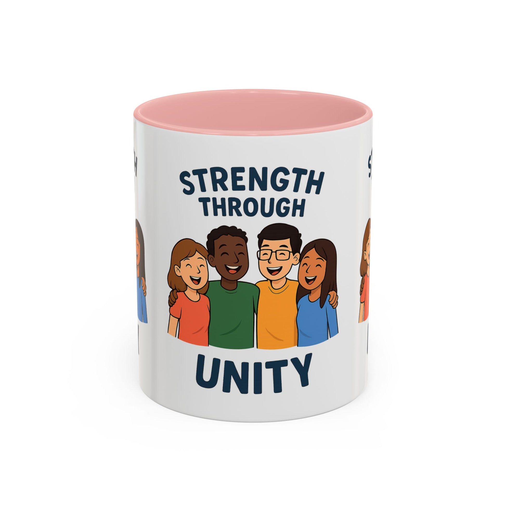 Unity-Themed Accent Coffee Mug, Inspirational Gift, Team Spirit Mug, Friendship Celebration Cup, Multicultural Unity Design - Wayal Store