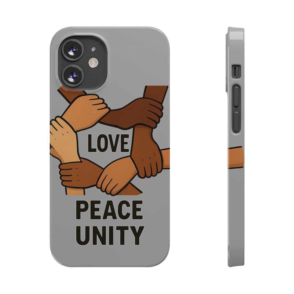 Unity Theme Slim Phone Cases - Love Peace Unity, Gift for Activists, Phone Accessories for Peace Lovers, Unique Phone Covers - Wayal Store