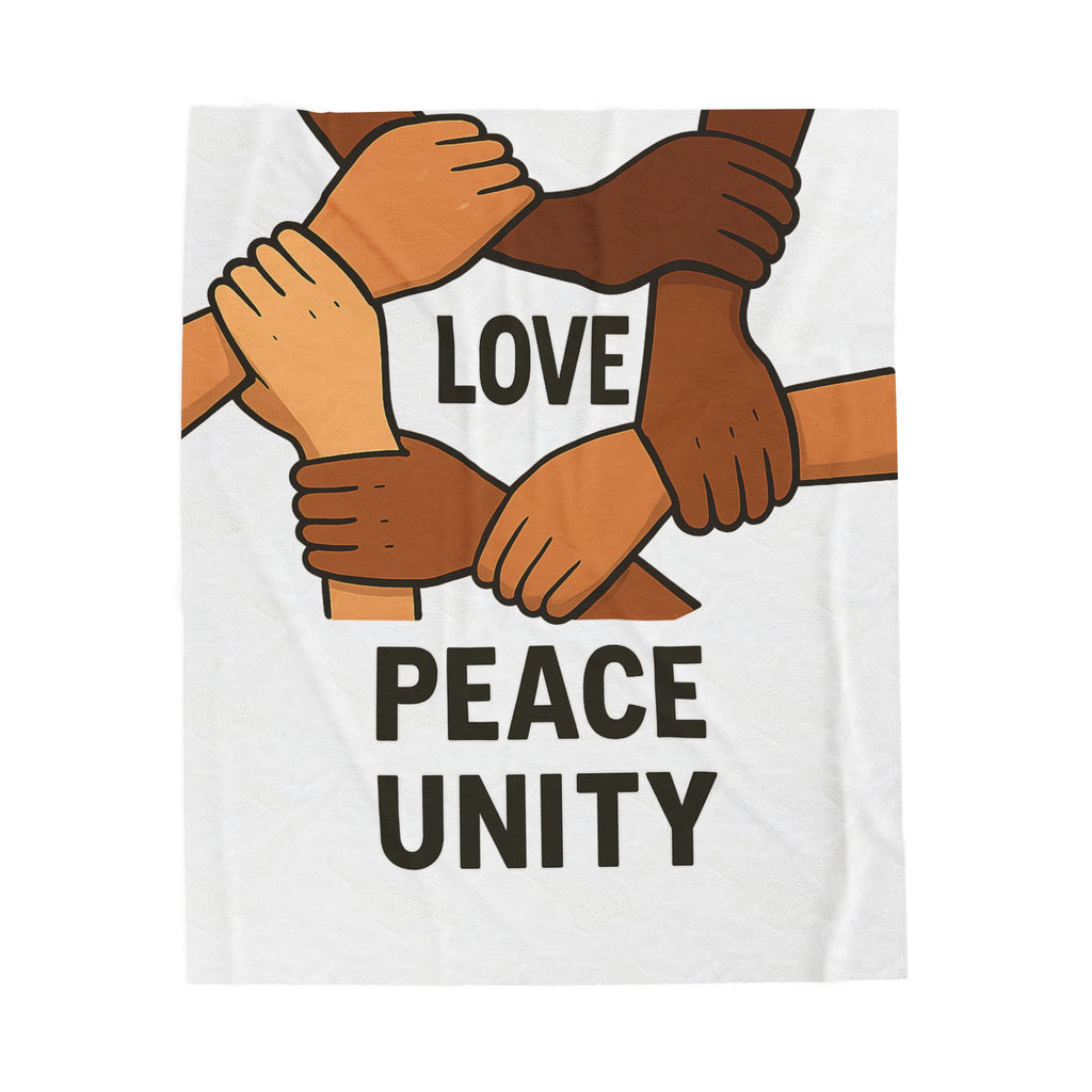 Unity and Love Velveteen Plush Blanket, Cozy Home Decor, Gift for Peace Lovers, Perfect for Winter, Soft Throw Blanket - Wayal Store