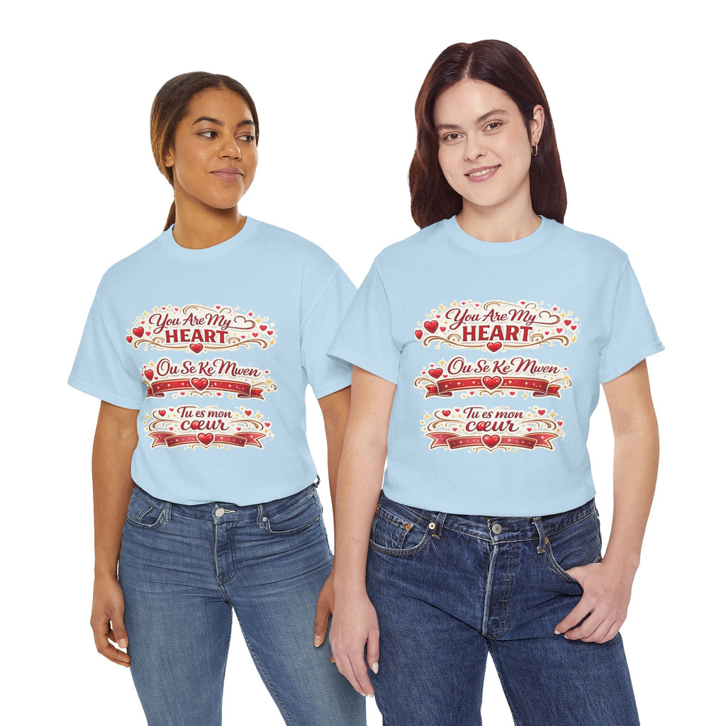 Heart Love Tee — "You Are My Heart / Tu es mon coeur" Romantic Valentine T-Shirt - Wayal Store