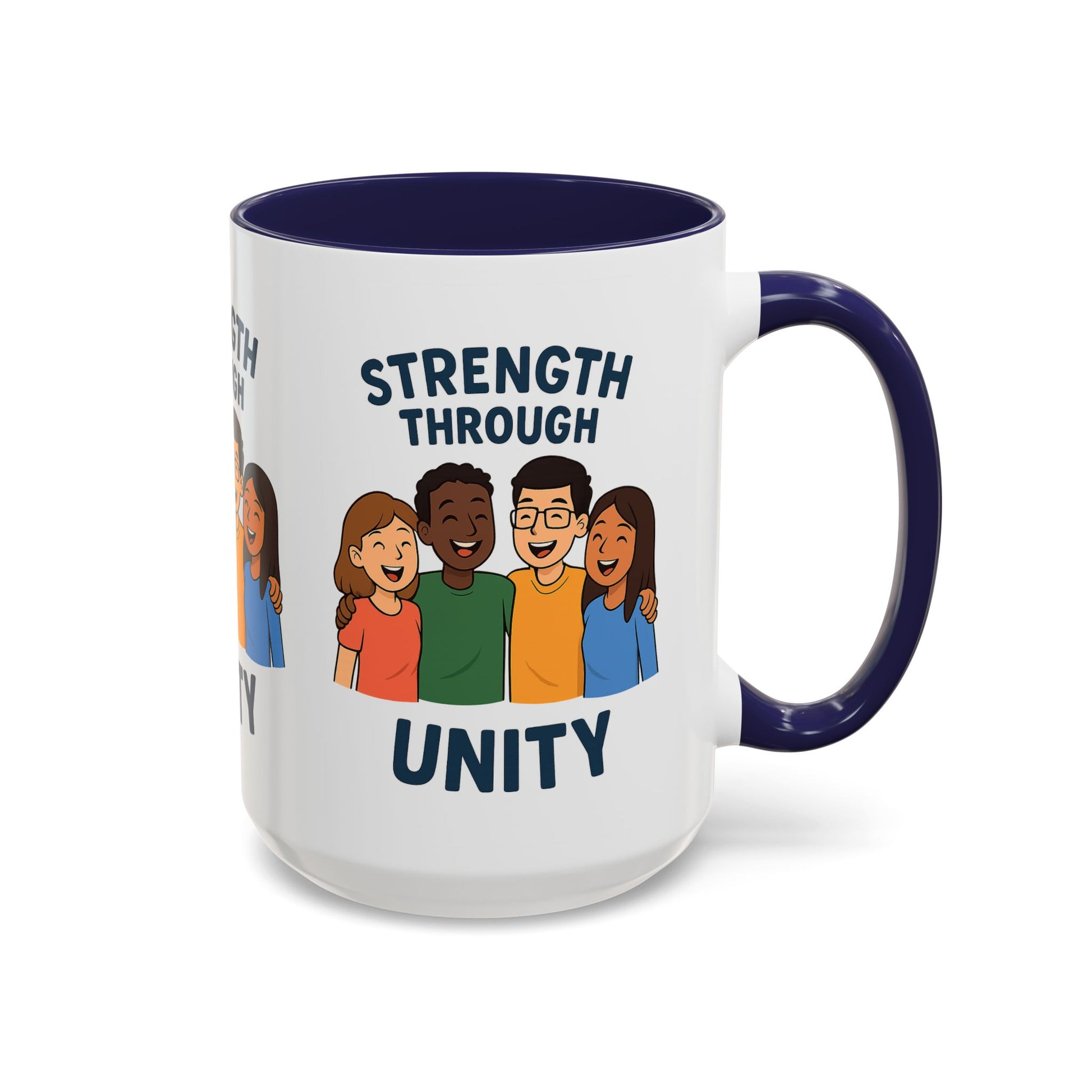 Unity-Themed Accent Coffee Mug, Inspirational Gift, Team Spirit Mug, Friendship Celebration Cup, Multicultural Unity Design - Wayal Store