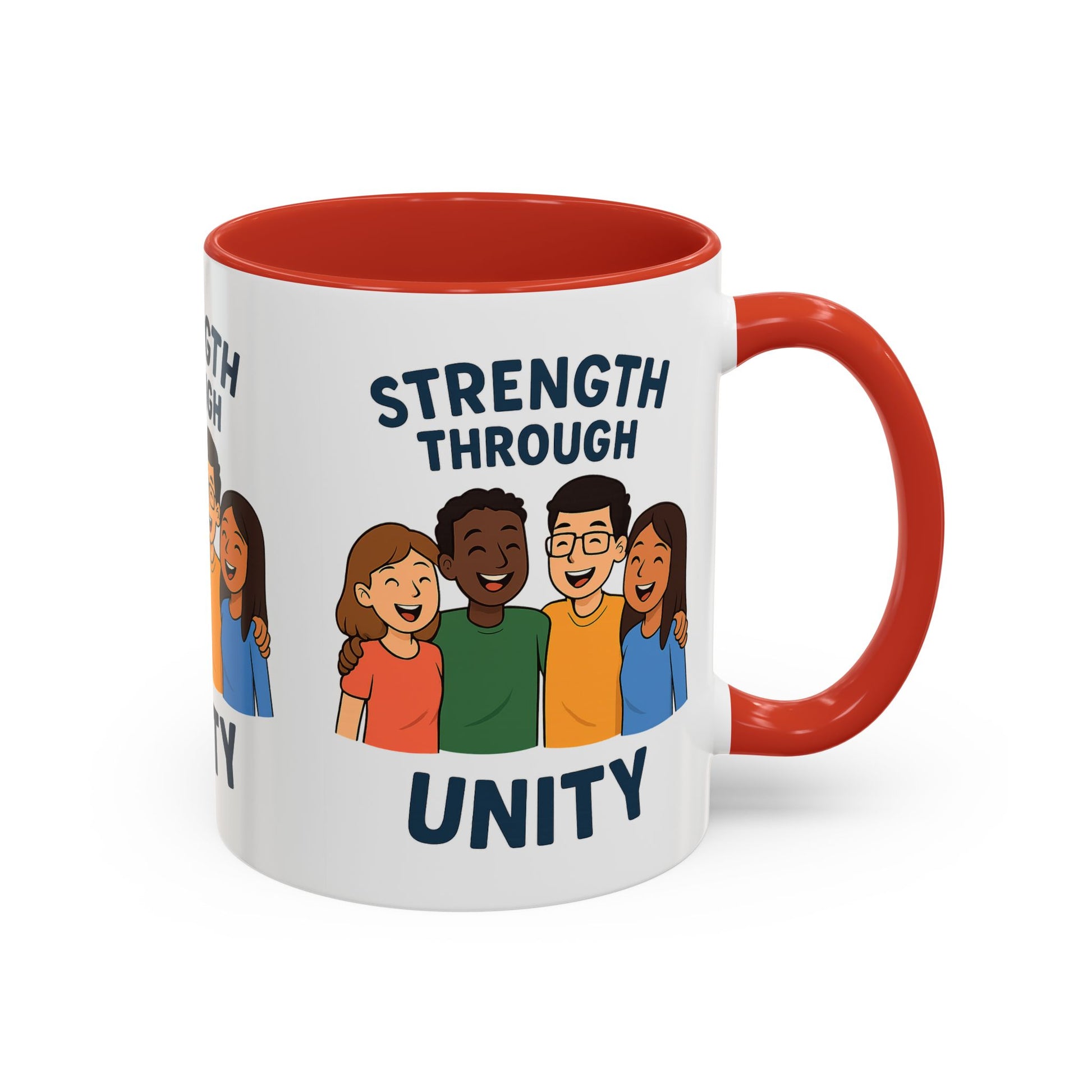 Unity-Themed Accent Coffee Mug, Inspirational Gift, Team Spirit Mug, Friendship Celebration Cup, Multicultural Unity Design - Wayal Store