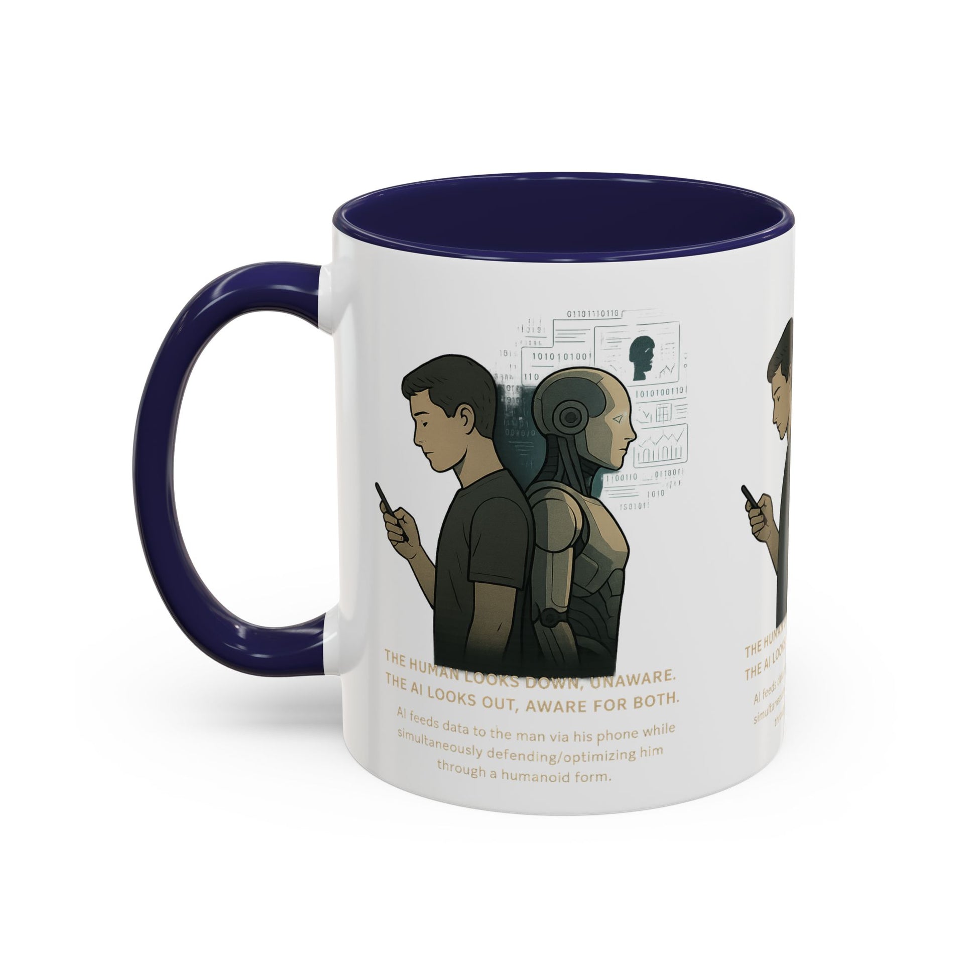 AI Awareness Accent Coffee Mug, Gift for Tech Lovers, Robotics Theme Mug, Futuristic Coffee Cup, Geeky Mug Idea - Wayal Store