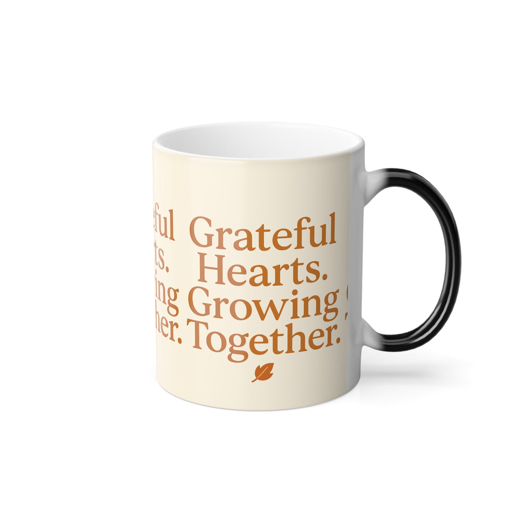 Grateful Hearts Color Changing Mug - 11oz Inspirational Coffee Cup