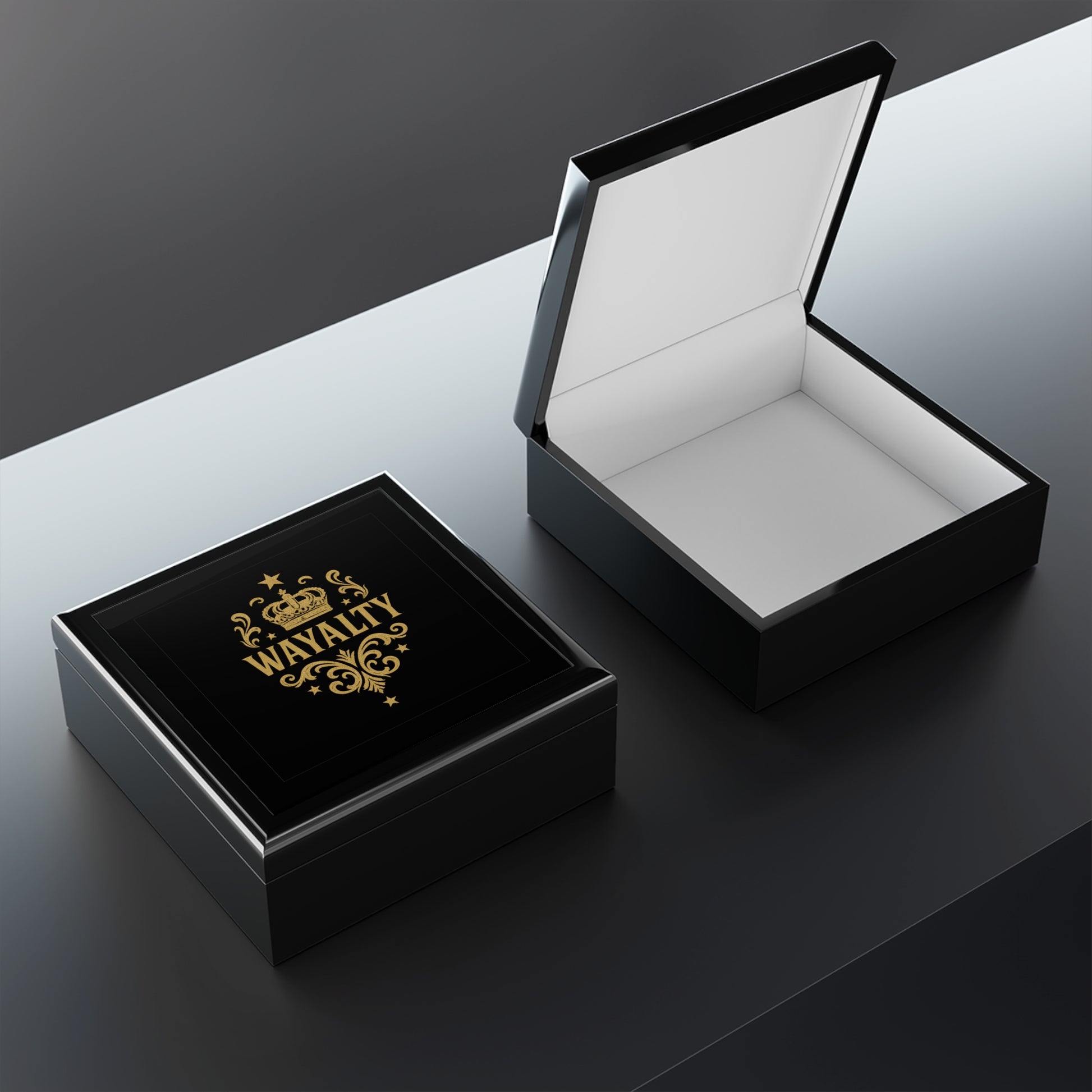 Elegant Black Jewelry Box with Gold 'Wayalty' Design, Luxurious Gift for Her, Keepsake Organizer, Bridal Shower Gift, Birthday Gift - Wayal Store