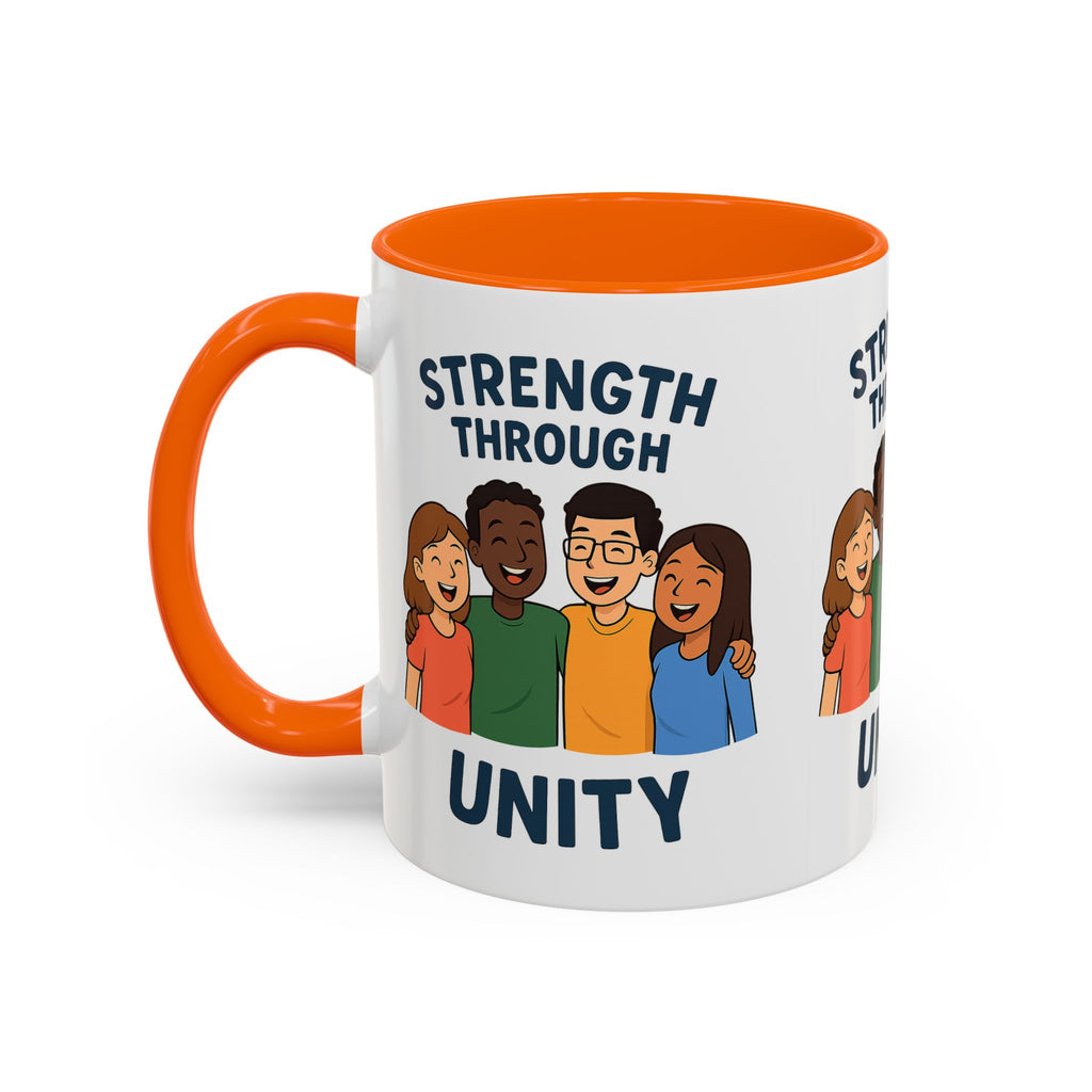 Unity-Themed Accent Coffee Mug, Inspirational Gift, Team Spirit Mug, Friendship Celebration Cup, Multicultural Unity Design - Wayal Store