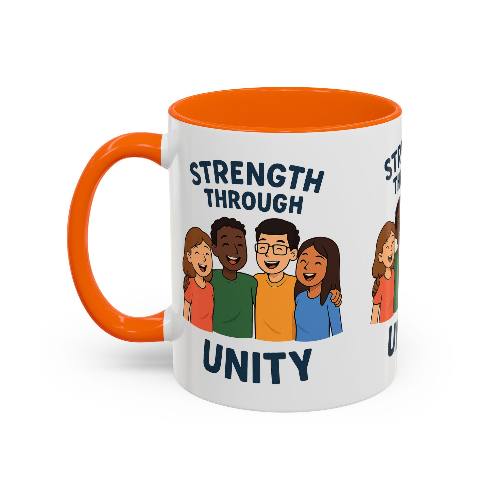 Unity-Themed Accent Coffee Mug, Inspirational Gift, Team Spirit Mug, Friendship Celebration Cup, Multicultural Unity Design - Wayal Store