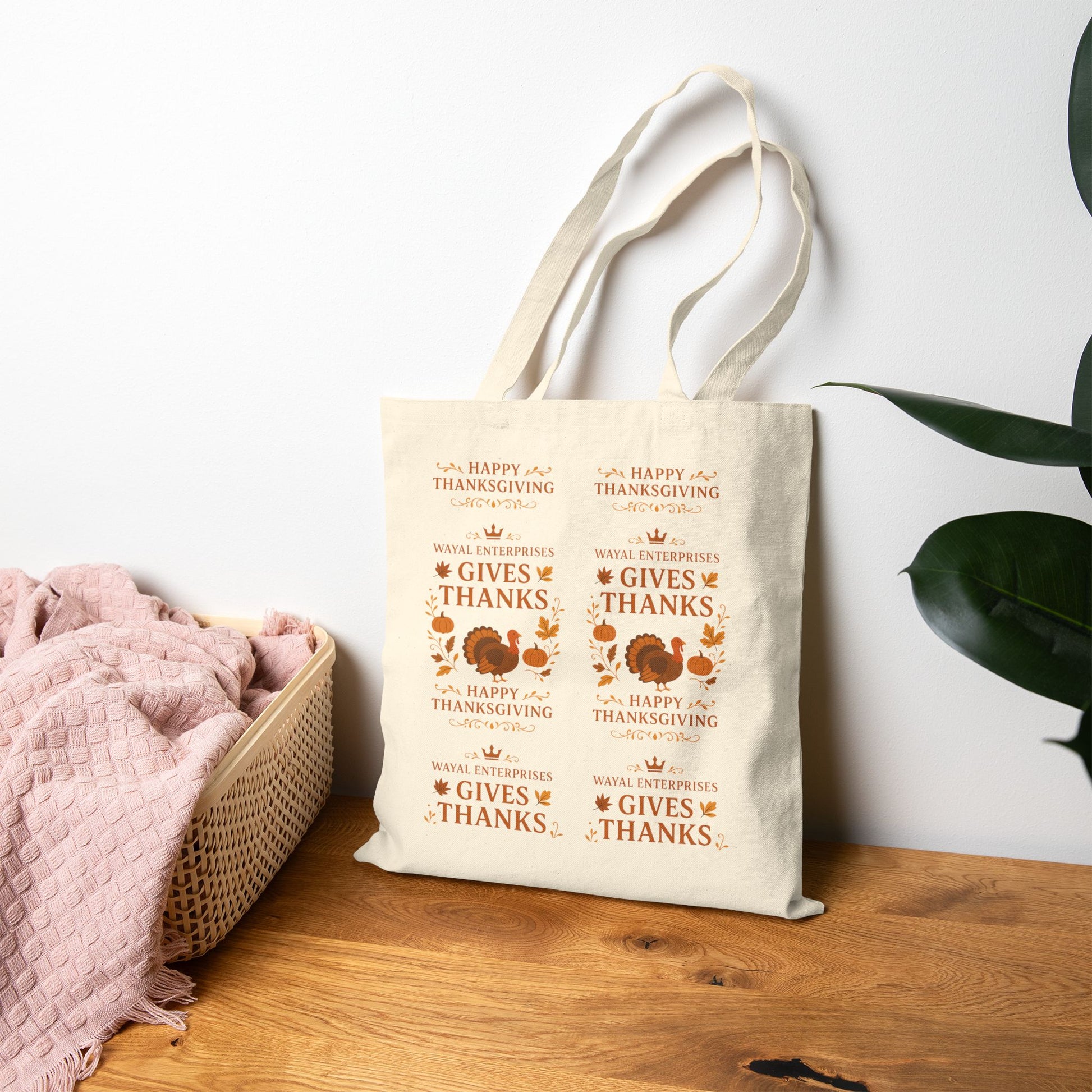 Thanksgiving Cotton Canvas Tote Bag - Celebrate with Gratitude - Wayal Store